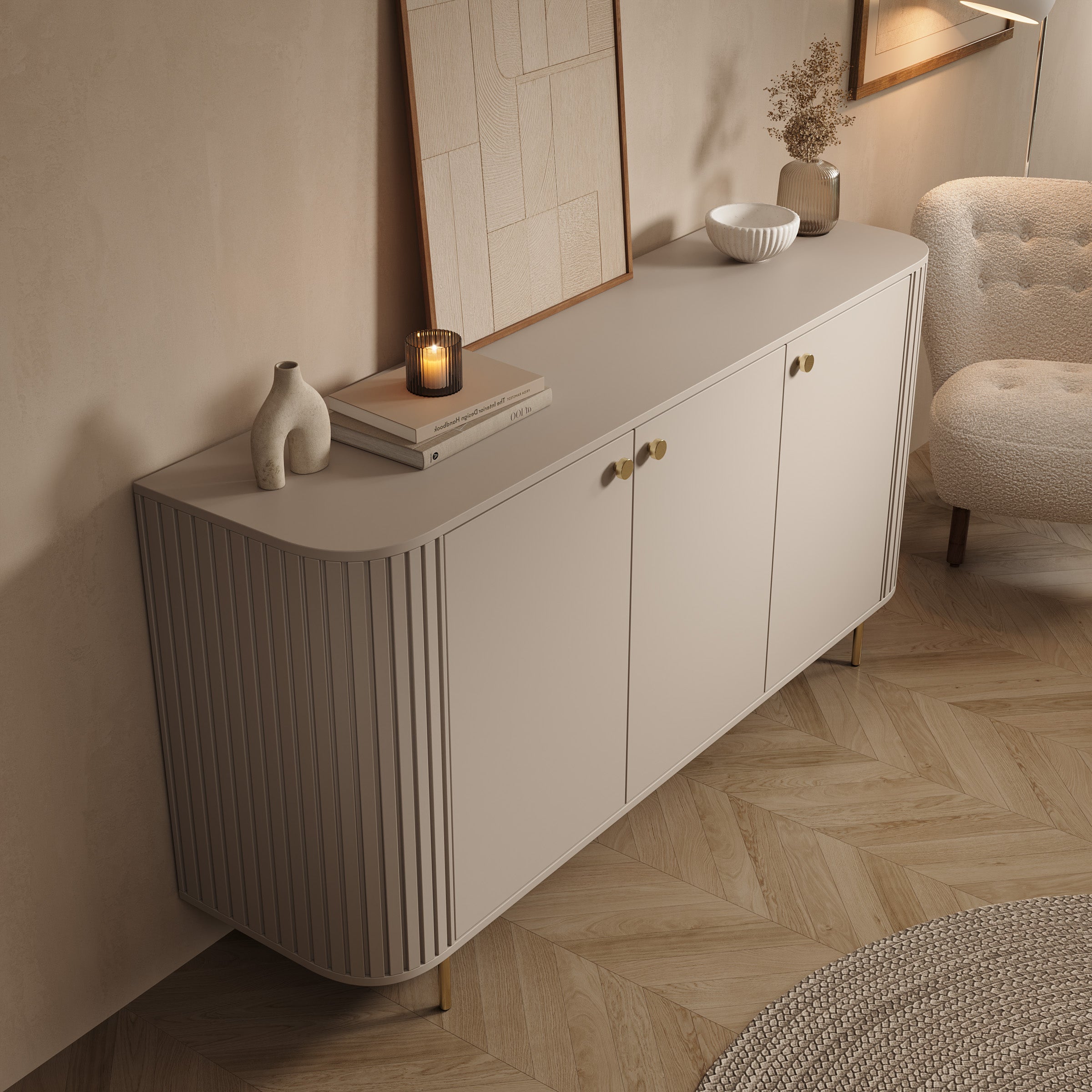 Olivea - Dressoir - Beige - 165x42x85 cm