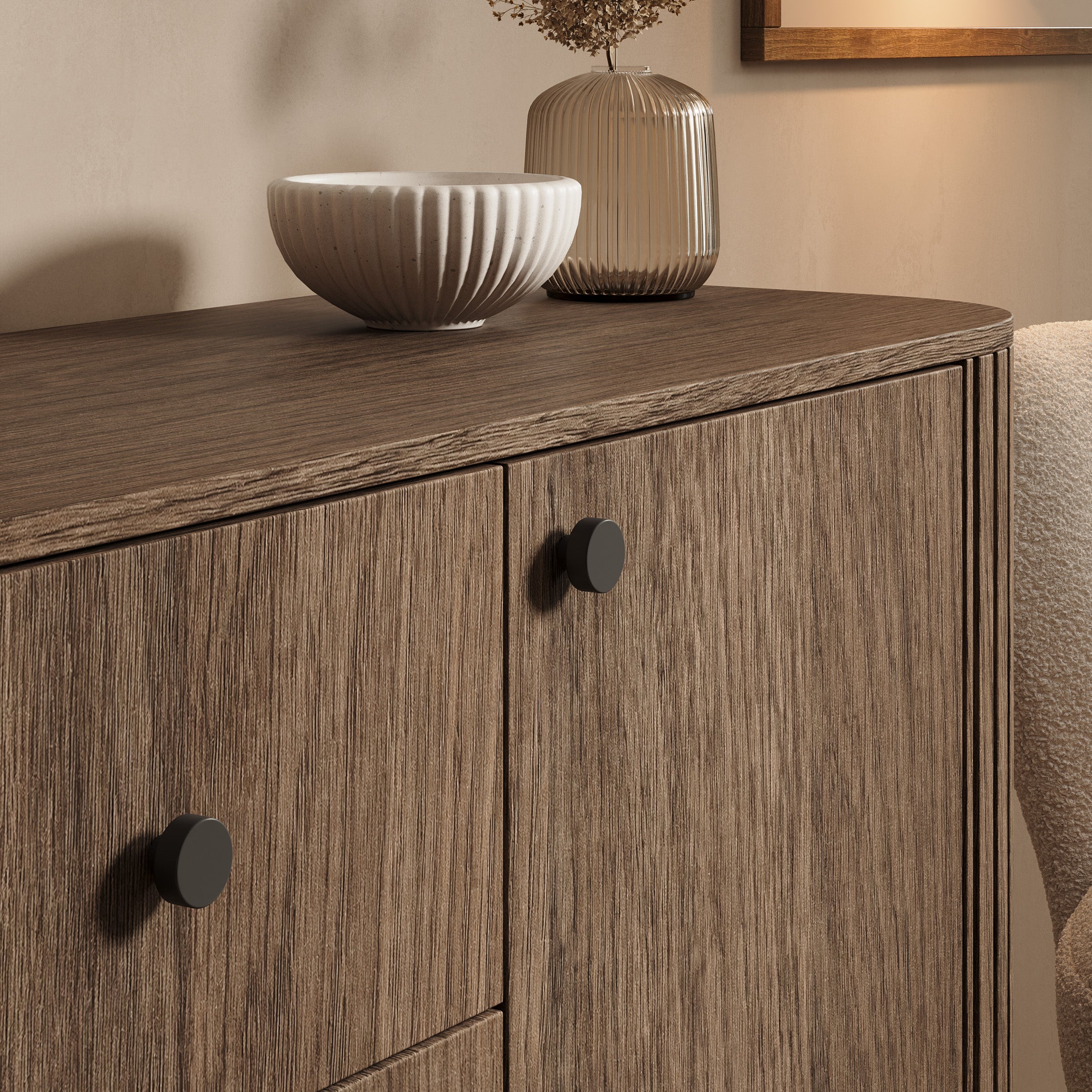 Olivea - Dressoir - Met lades -  Walnootpatroon - 165x42x85