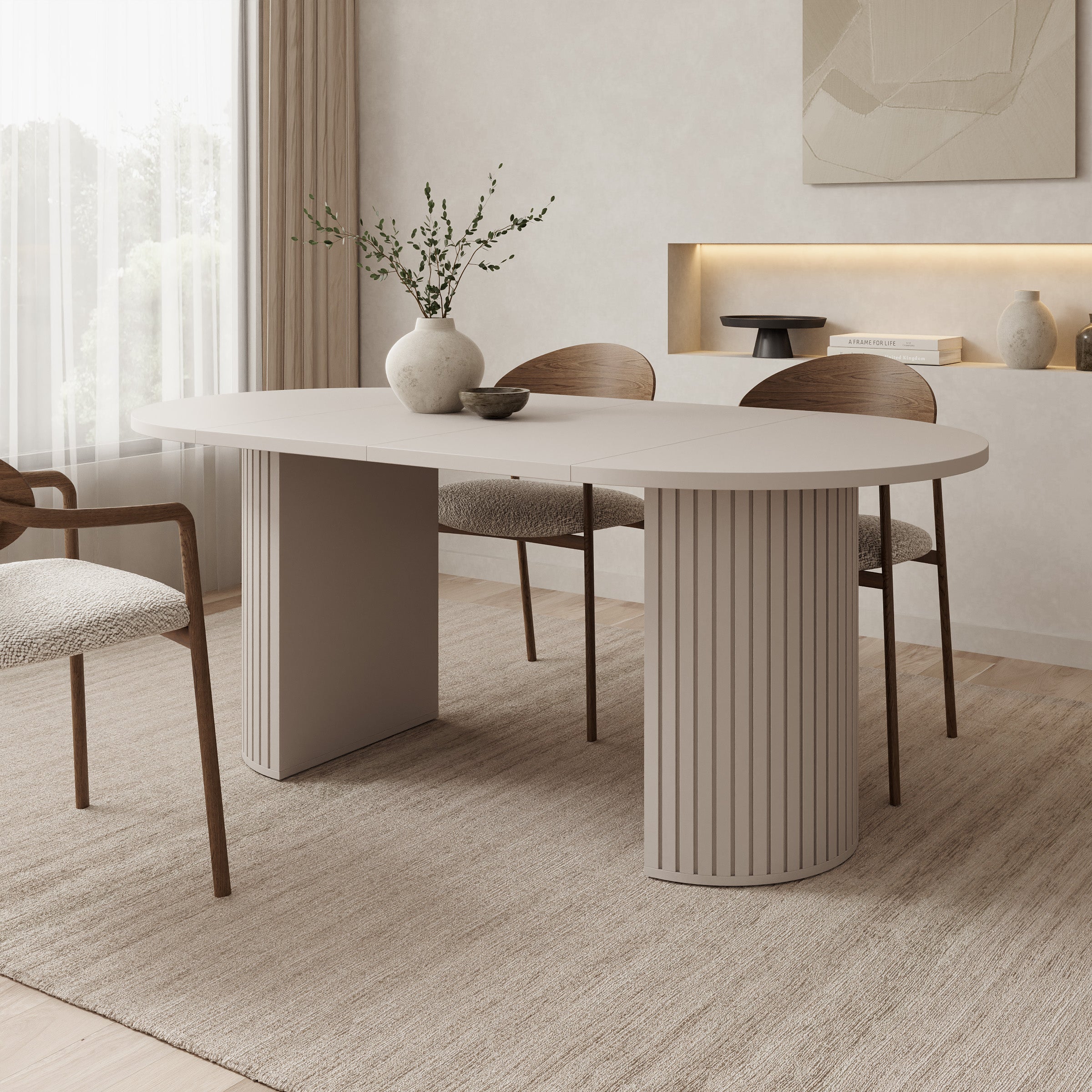 Olivea - Eetkamertafel  - Uitschuifbaar - Beige - 100x100x75 cm