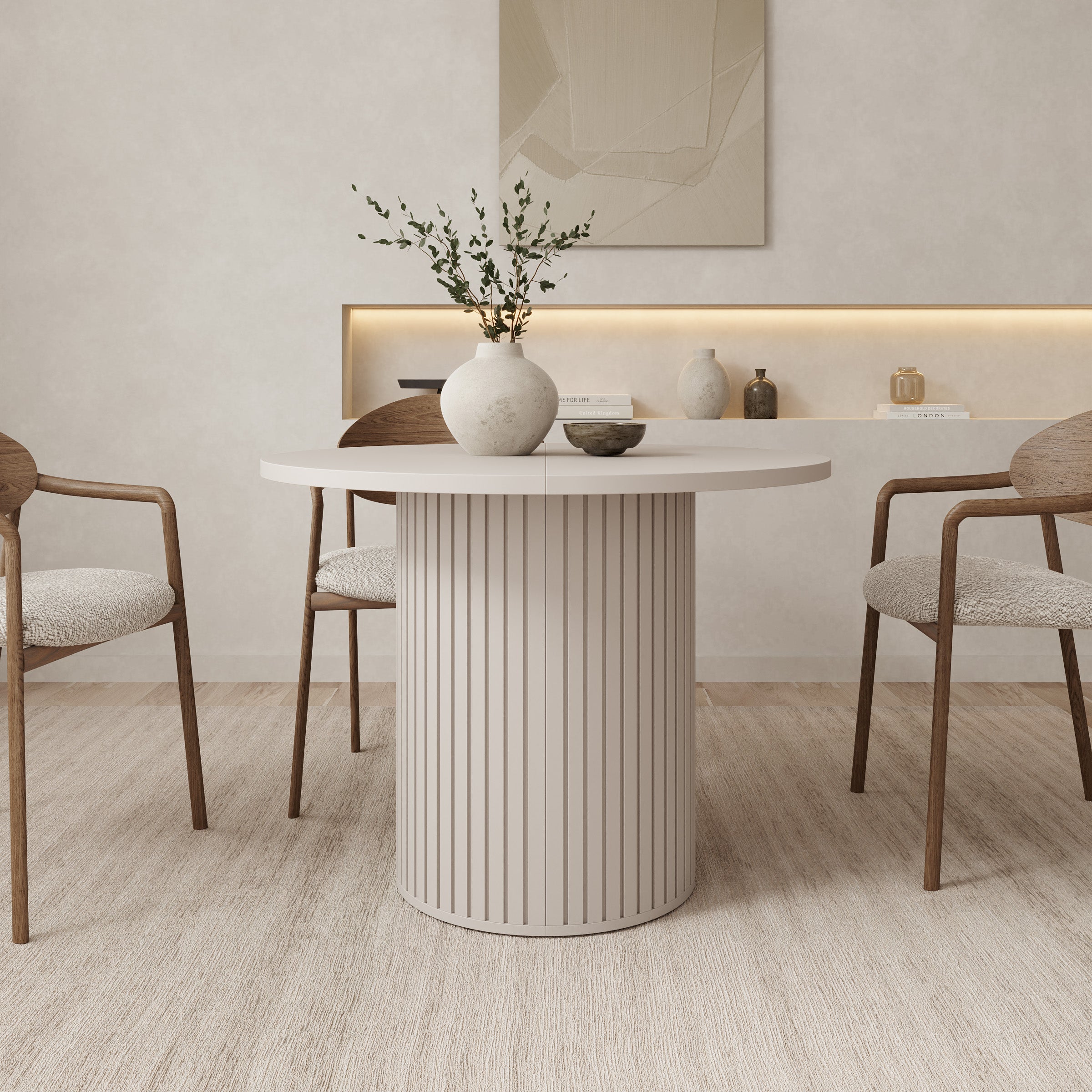 Olivea - Eetkamertafel  - Uitschuifbaar - Beige - 100x100x75 cm