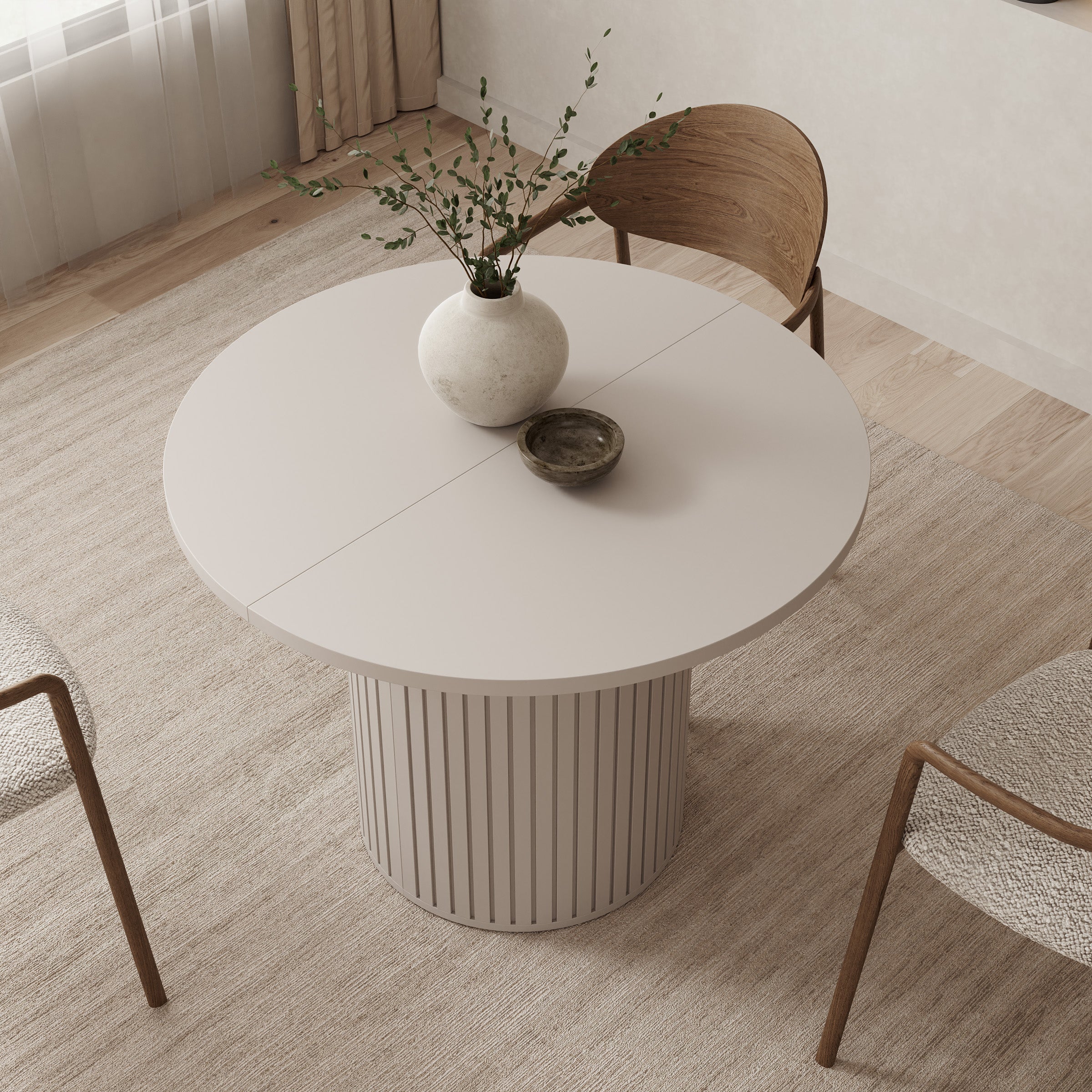 Olivea - Eetkamertafel  - Uitschuifbaar - Beige - 100x100x75 cm