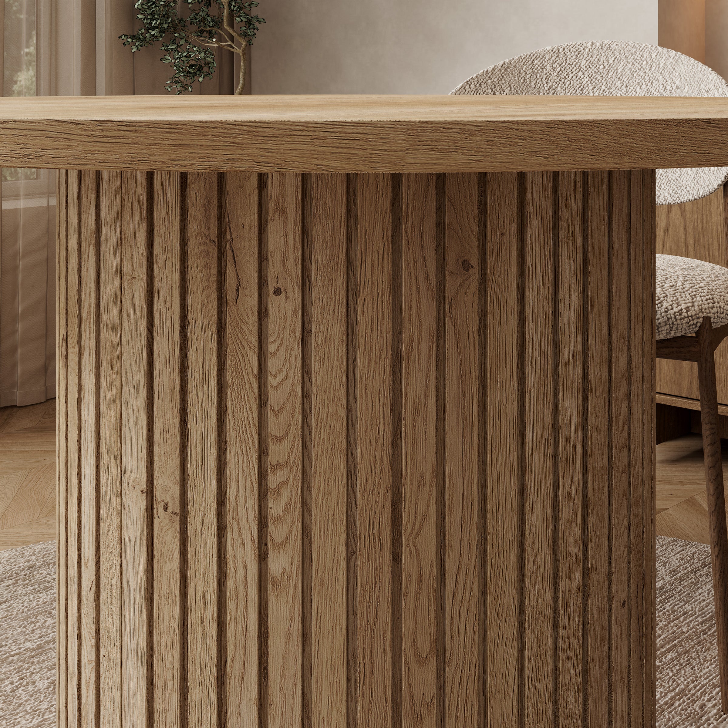 Olivea - Eetkamertafel - Uitschuifbaar - Eikenpatroon - 100x100x75 cm