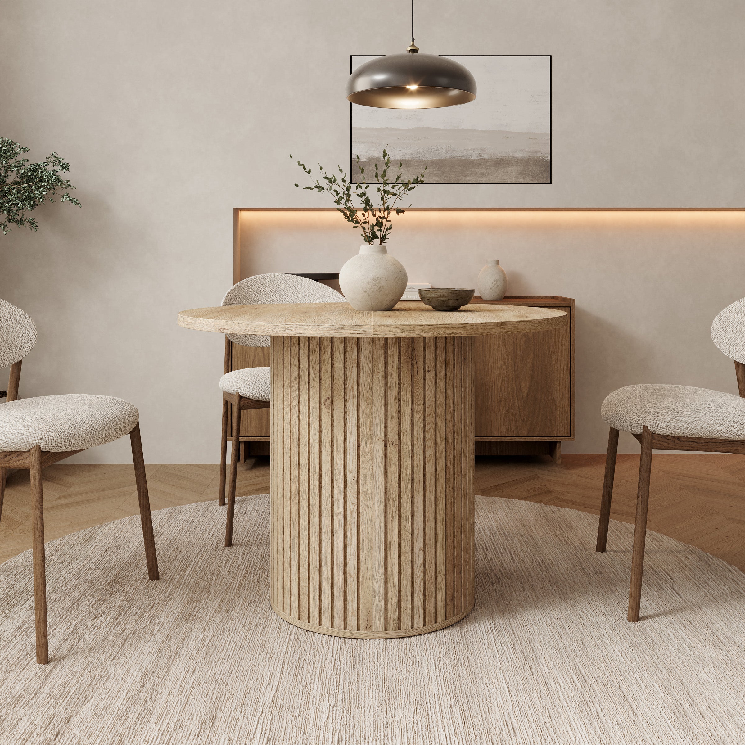 Olivea - Eetkamertafel - Uitschuifbaar - Eikenpatroon - 100x100x75 cm
