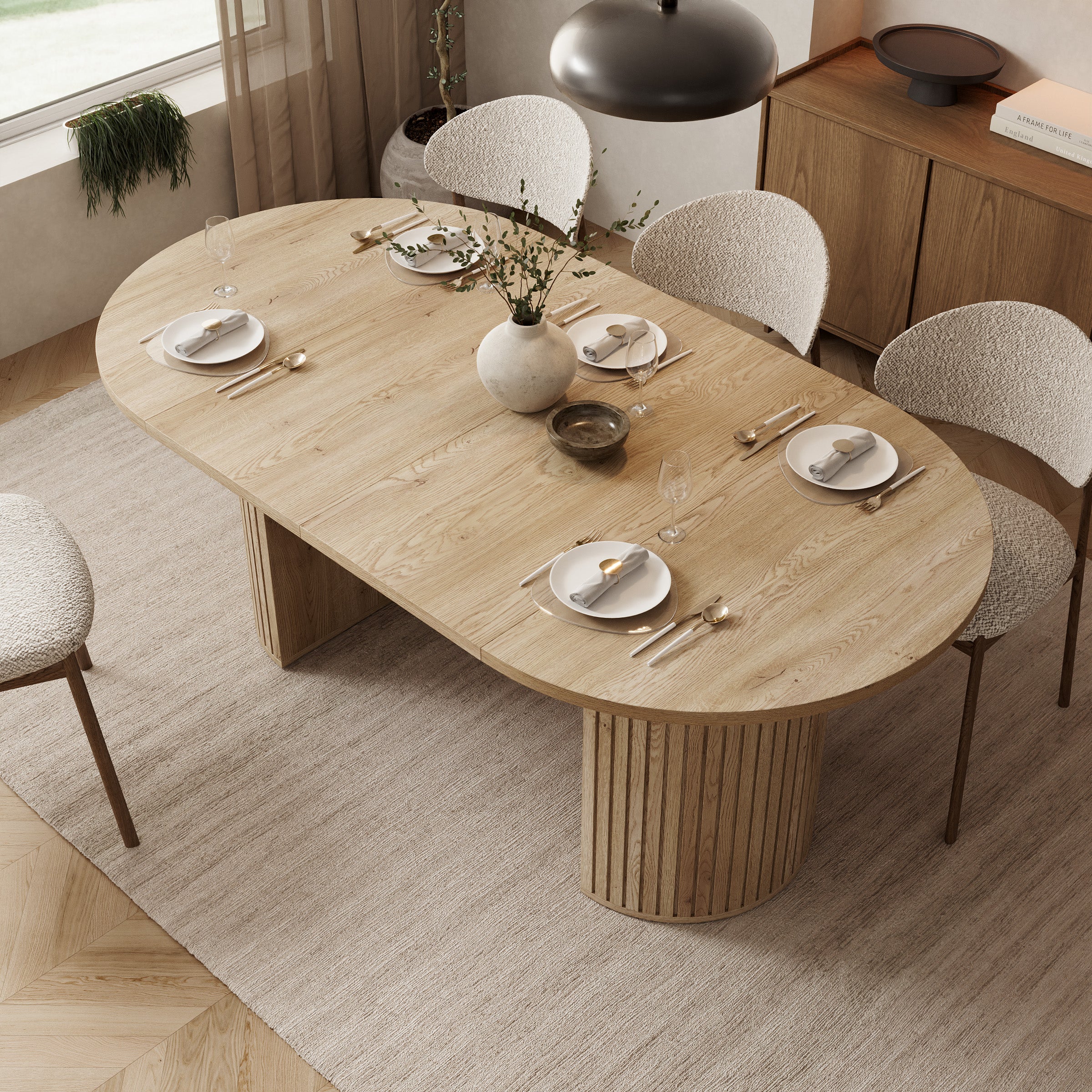 Olivea - Eetkamertafel - Uitschuifbaar - Eikenpatroon - 100x100x75 cm