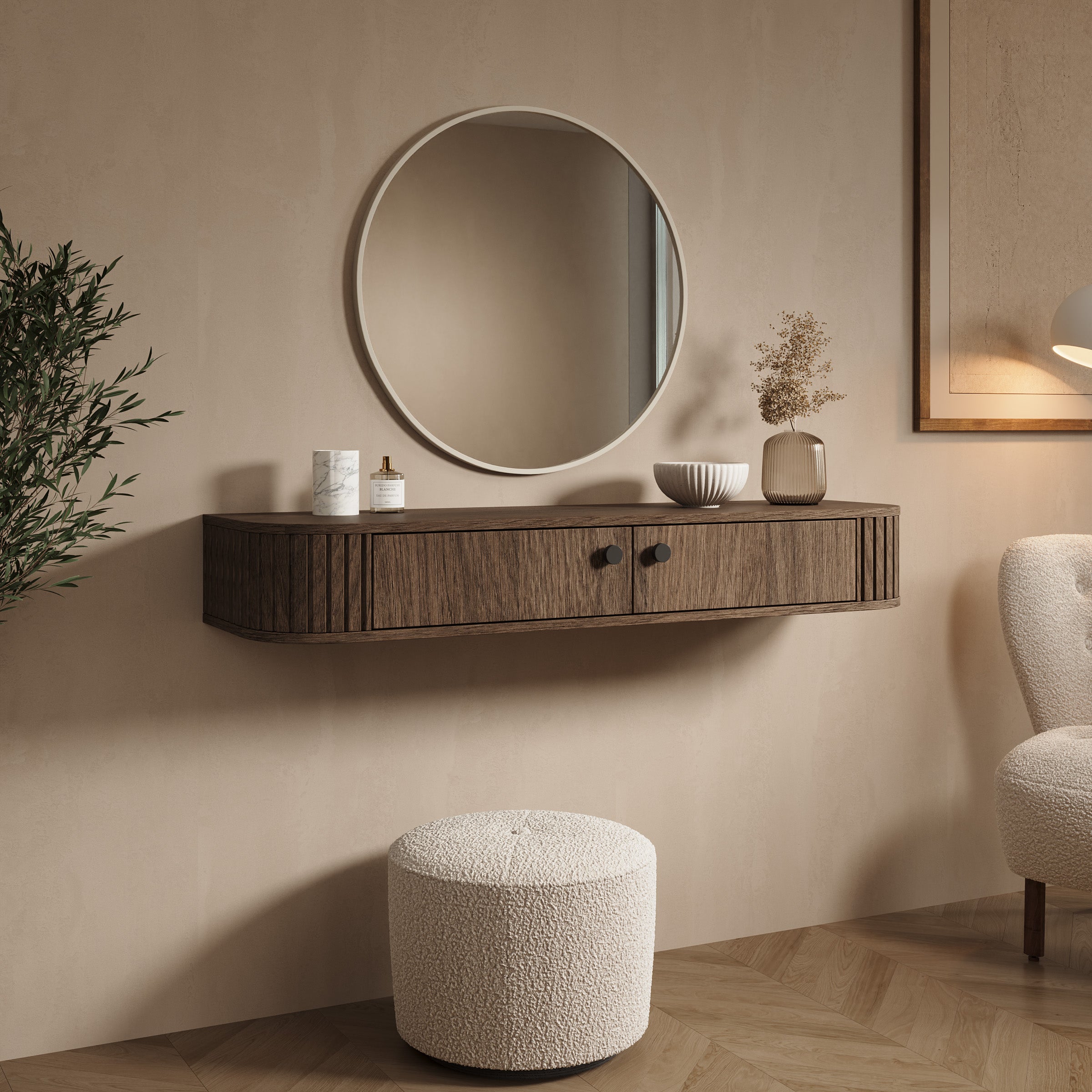 Olivea - Kaptafel - Walnootpatroon - 123x36x18 cm
