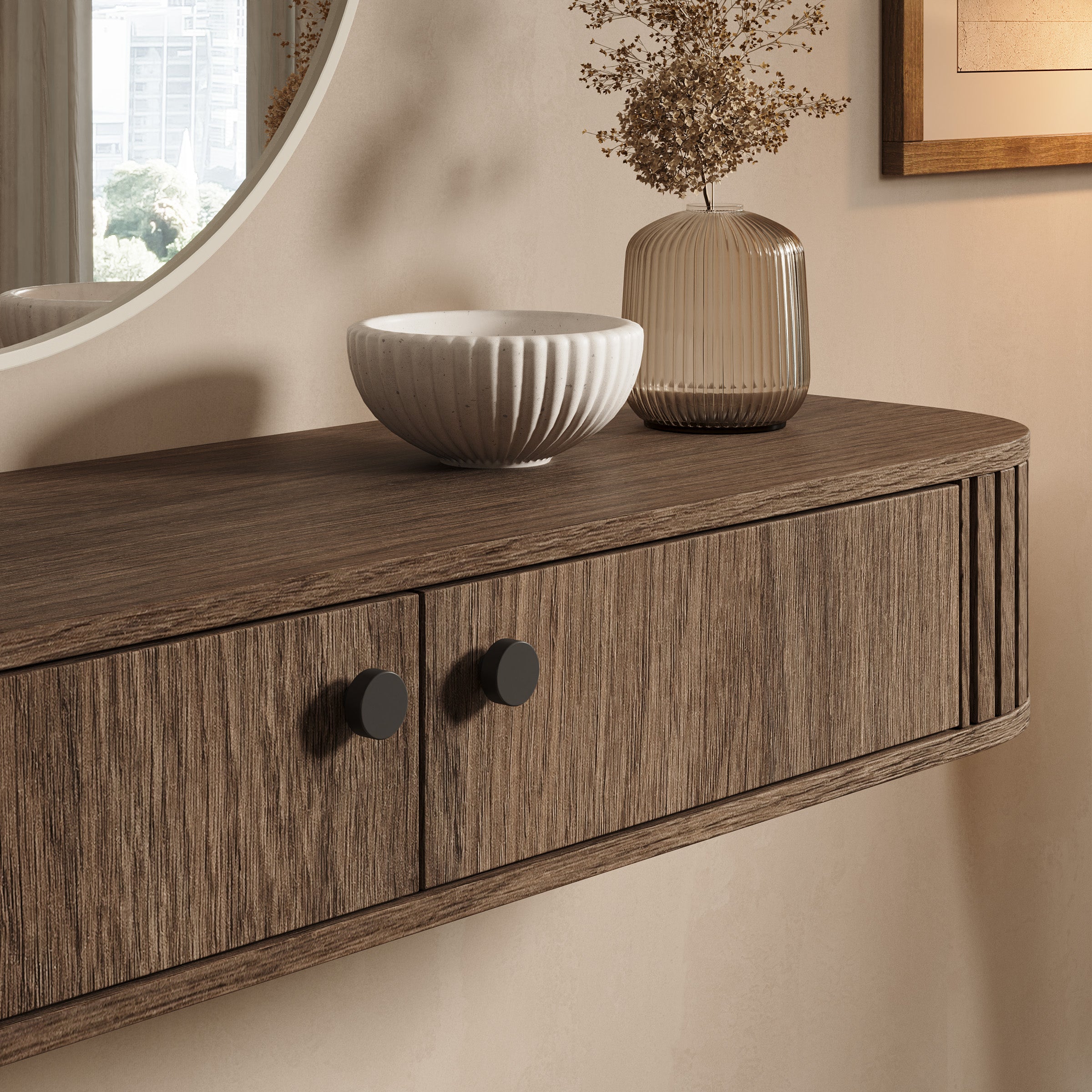 Olivea - Kaptafel - Walnootpatroon - 123x36x18 cm