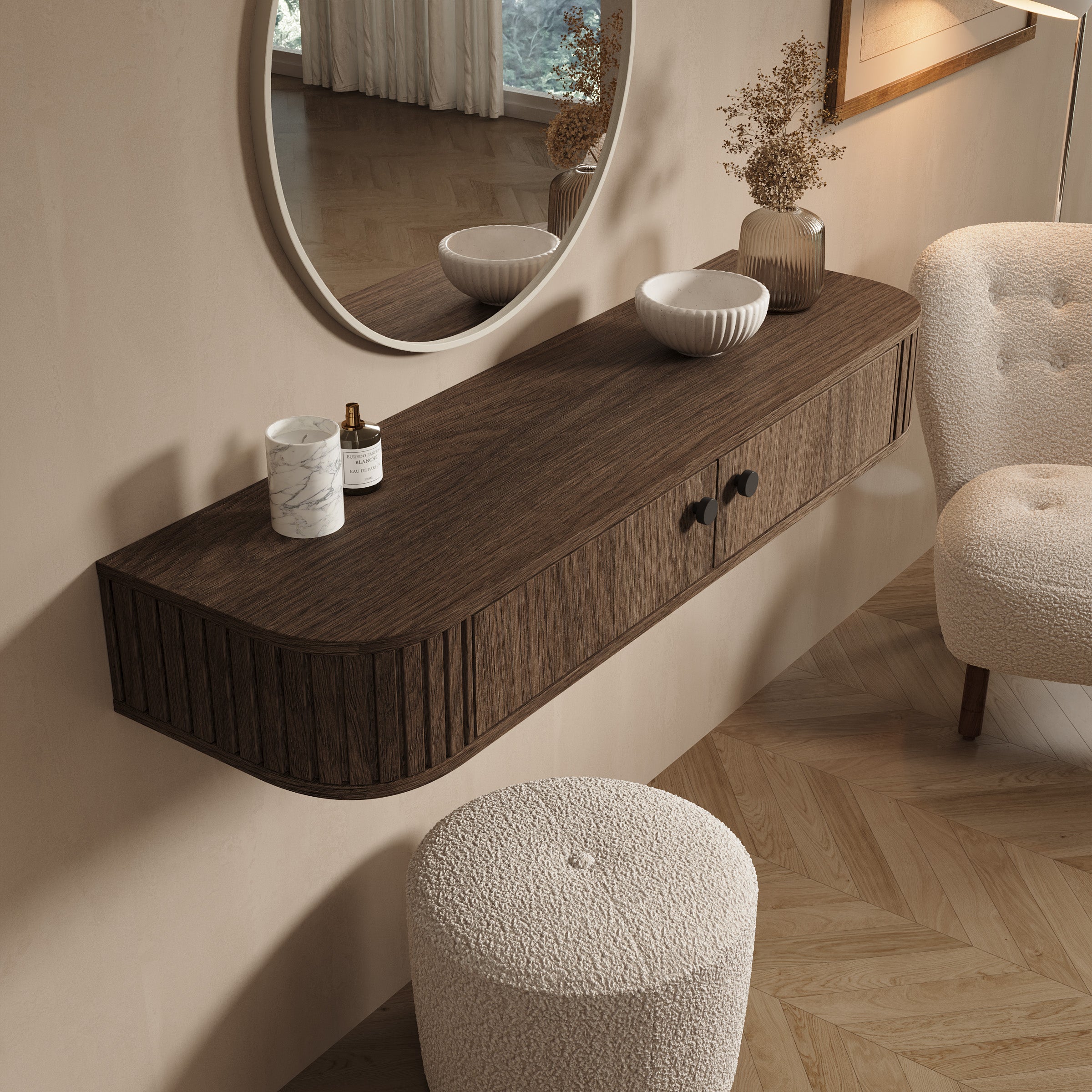 Olivea - Kaptafel - Walnootpatroon - 123x36x18 cm