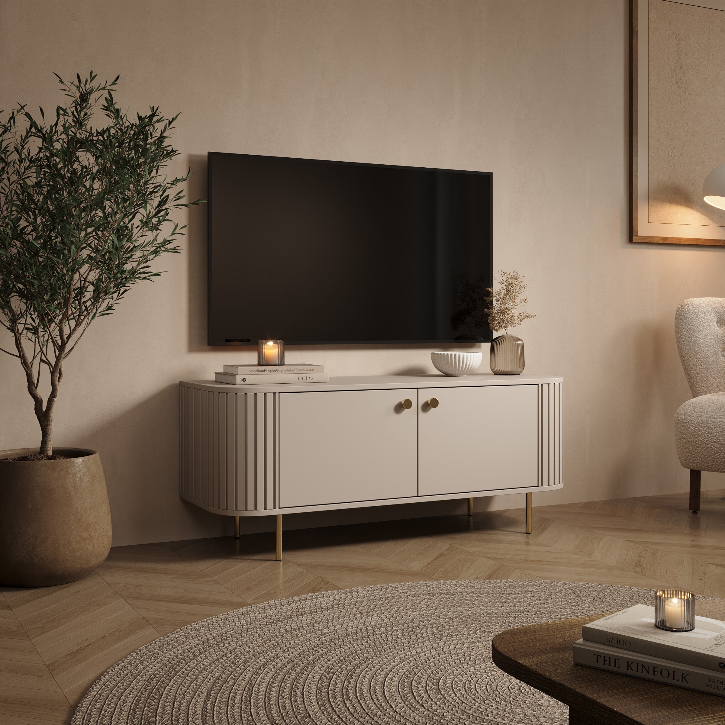 Olivea - TV-Meubel - Beige - 123x43x50 cm