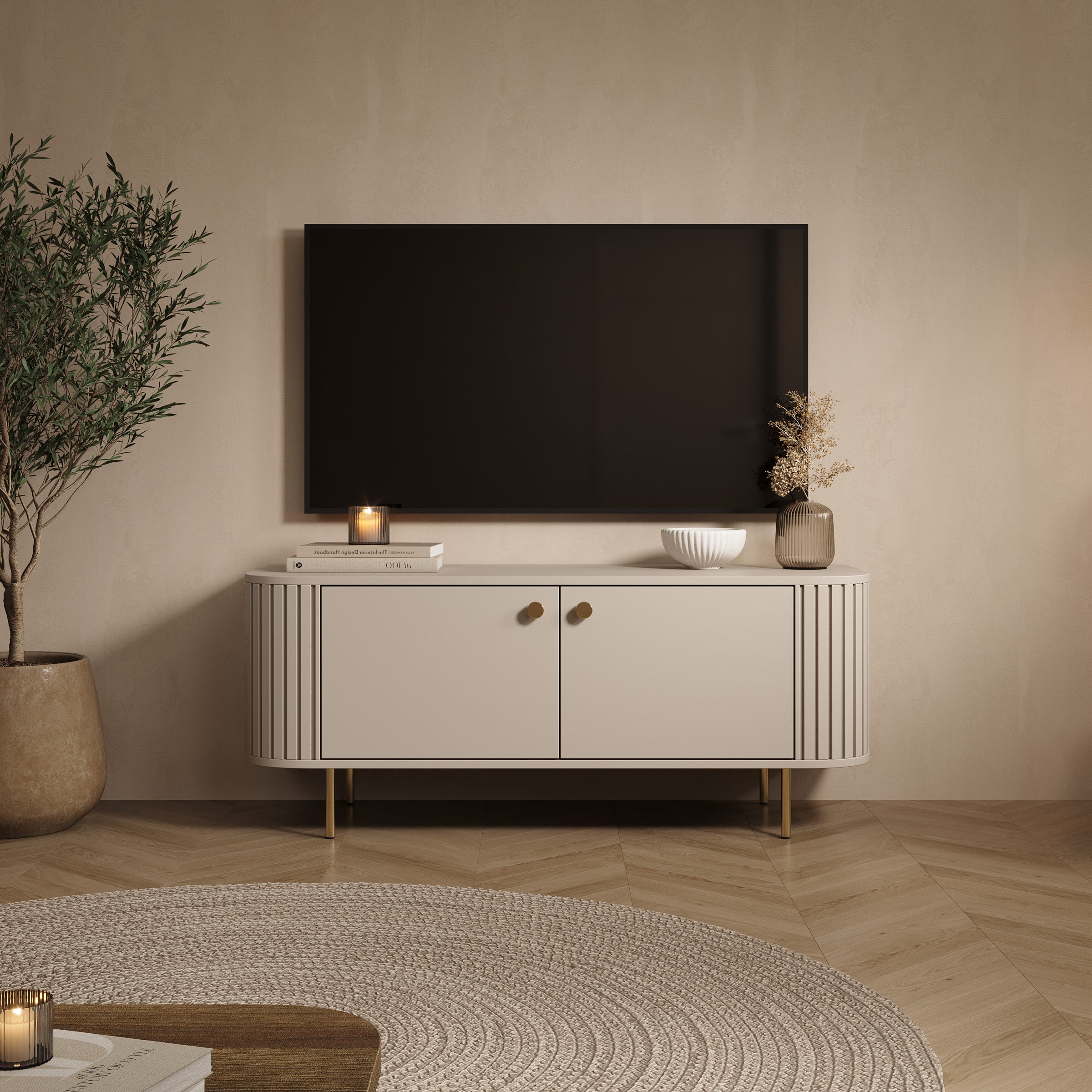 Olivea - TV-Meubel - Beige - 123x43x50 cm
