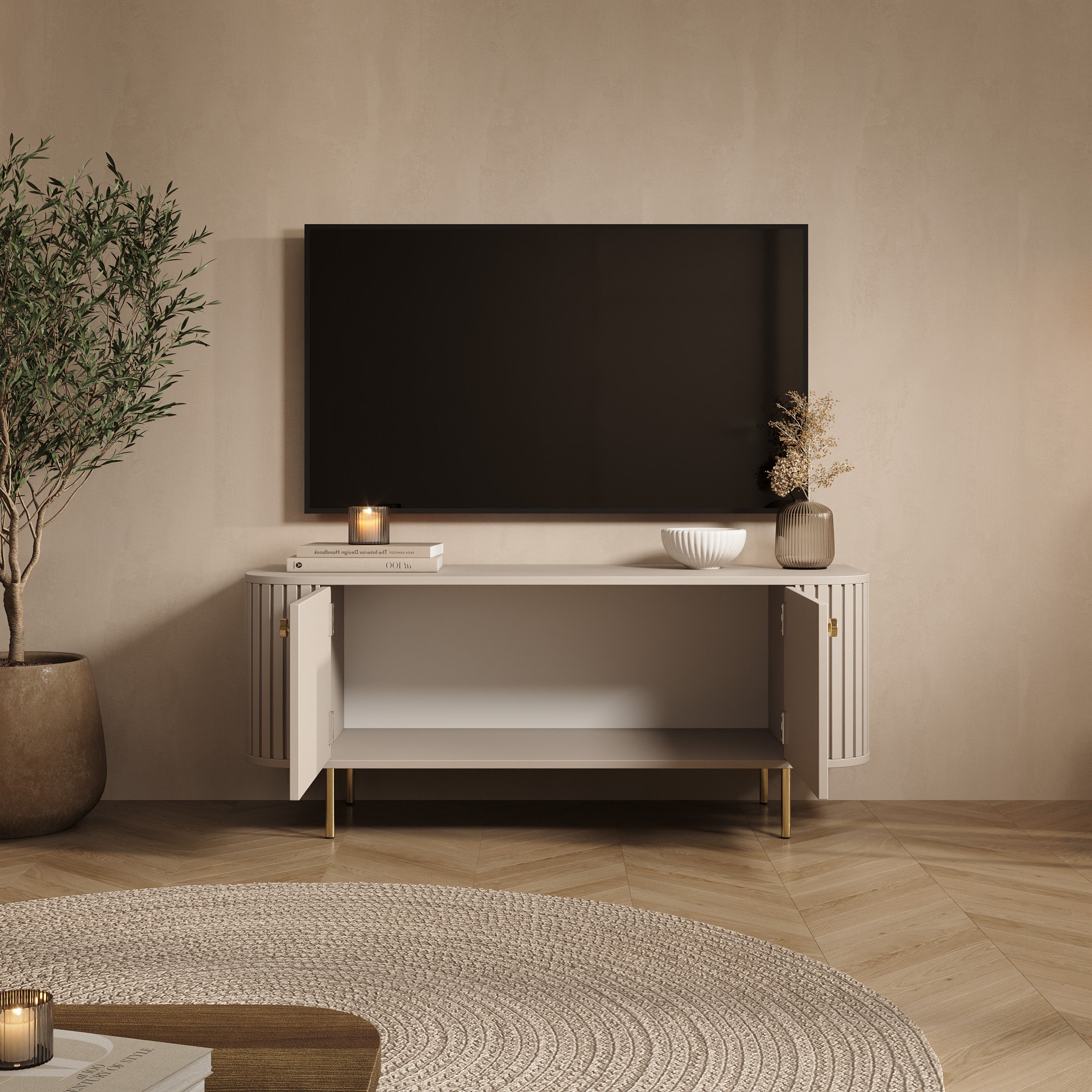 Olivea - TV-Meubel - Beige - 123x43x50 cm