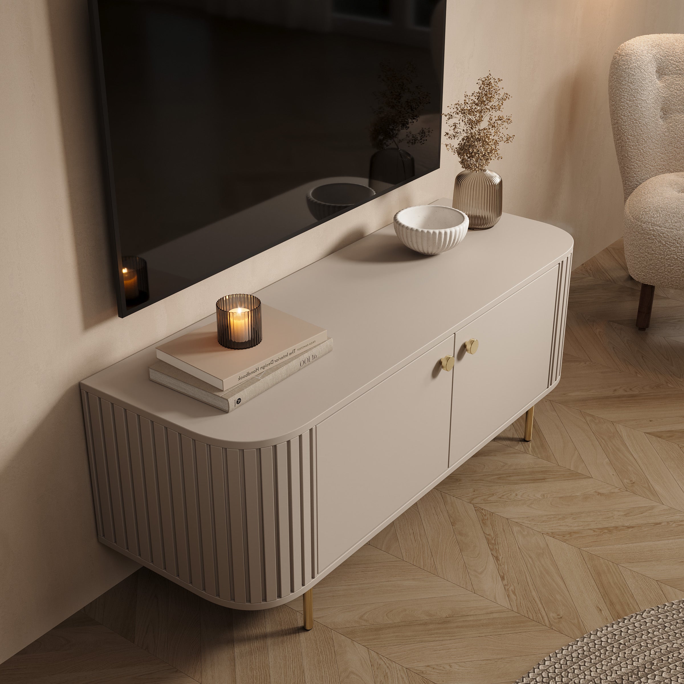 Olivea - TV-Meubel - Beige - 123x43x50 cm