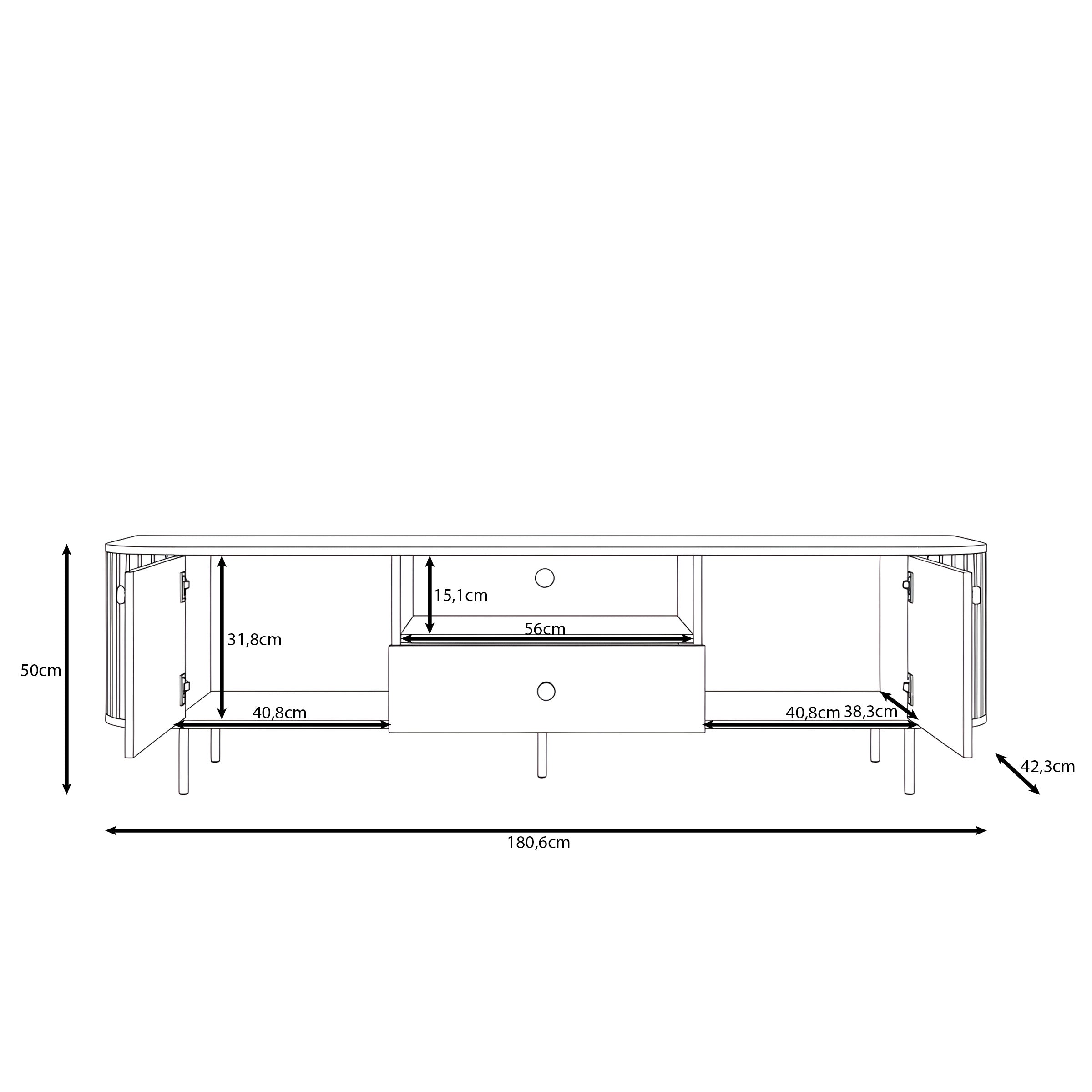 Olivea - TV-Meubel - Beige - 181x43x50 cm