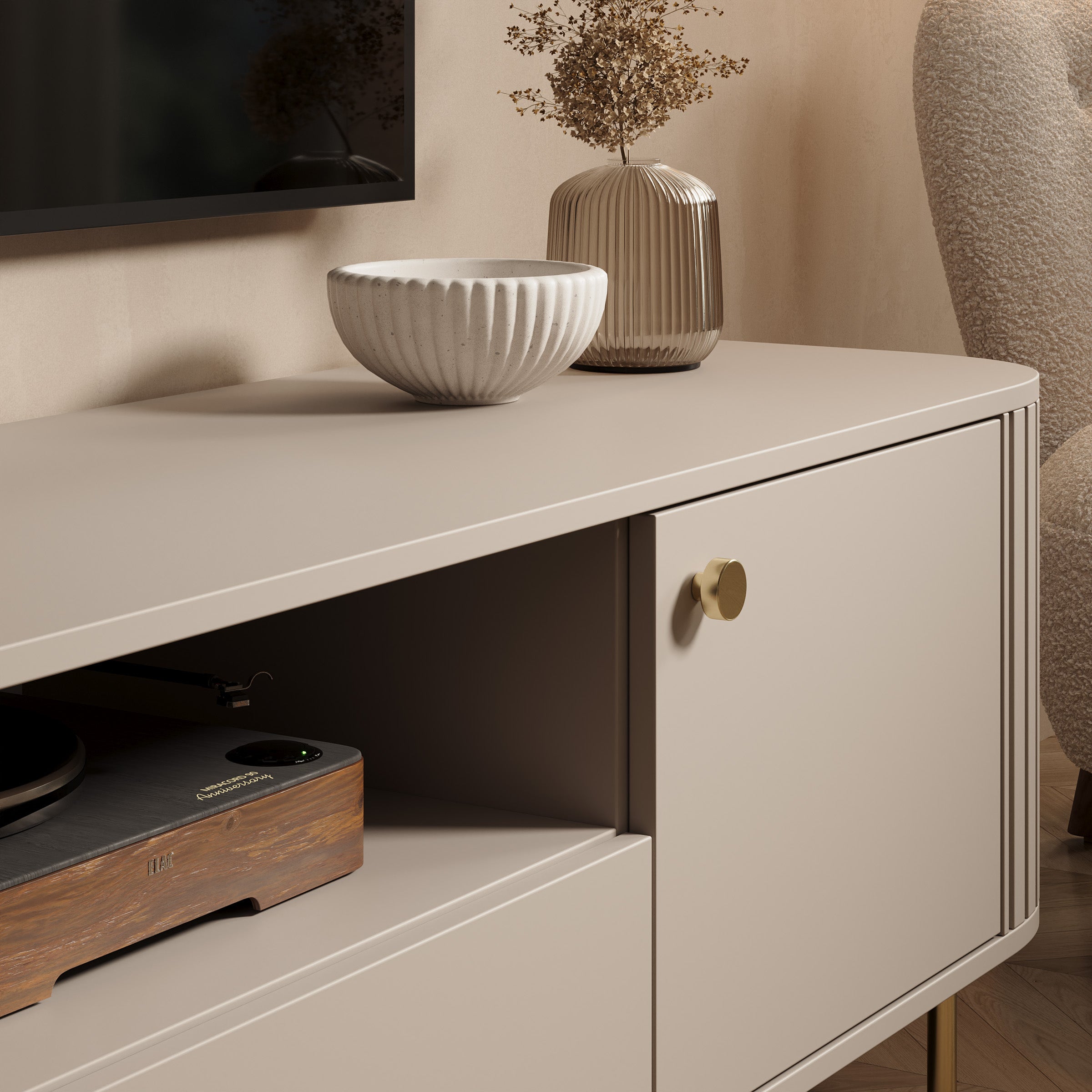 Olivea - TV-Meubel - Beige - 181x43x50 cm