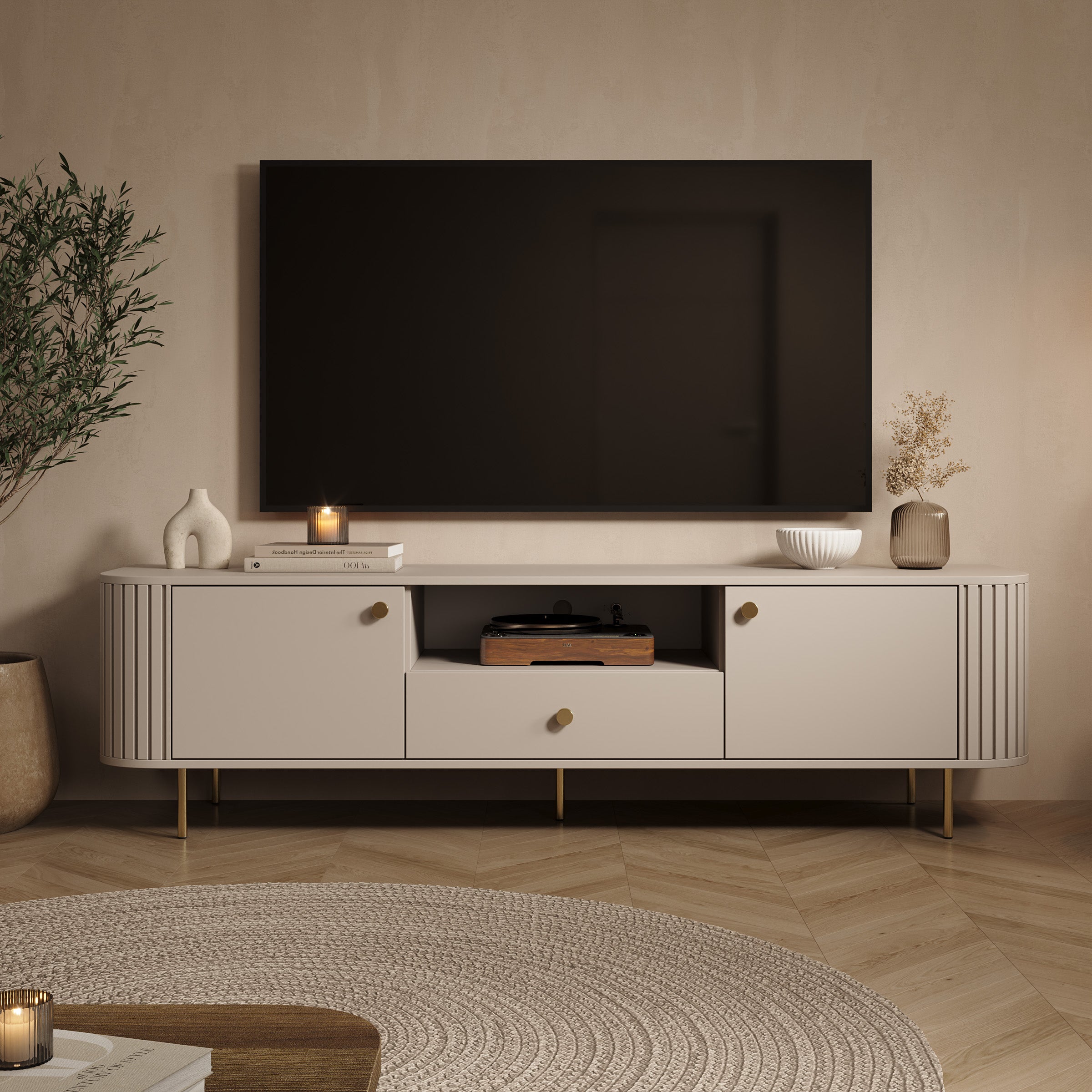 Olivea - TV-Meubel - Beige - 181x43x50 cm