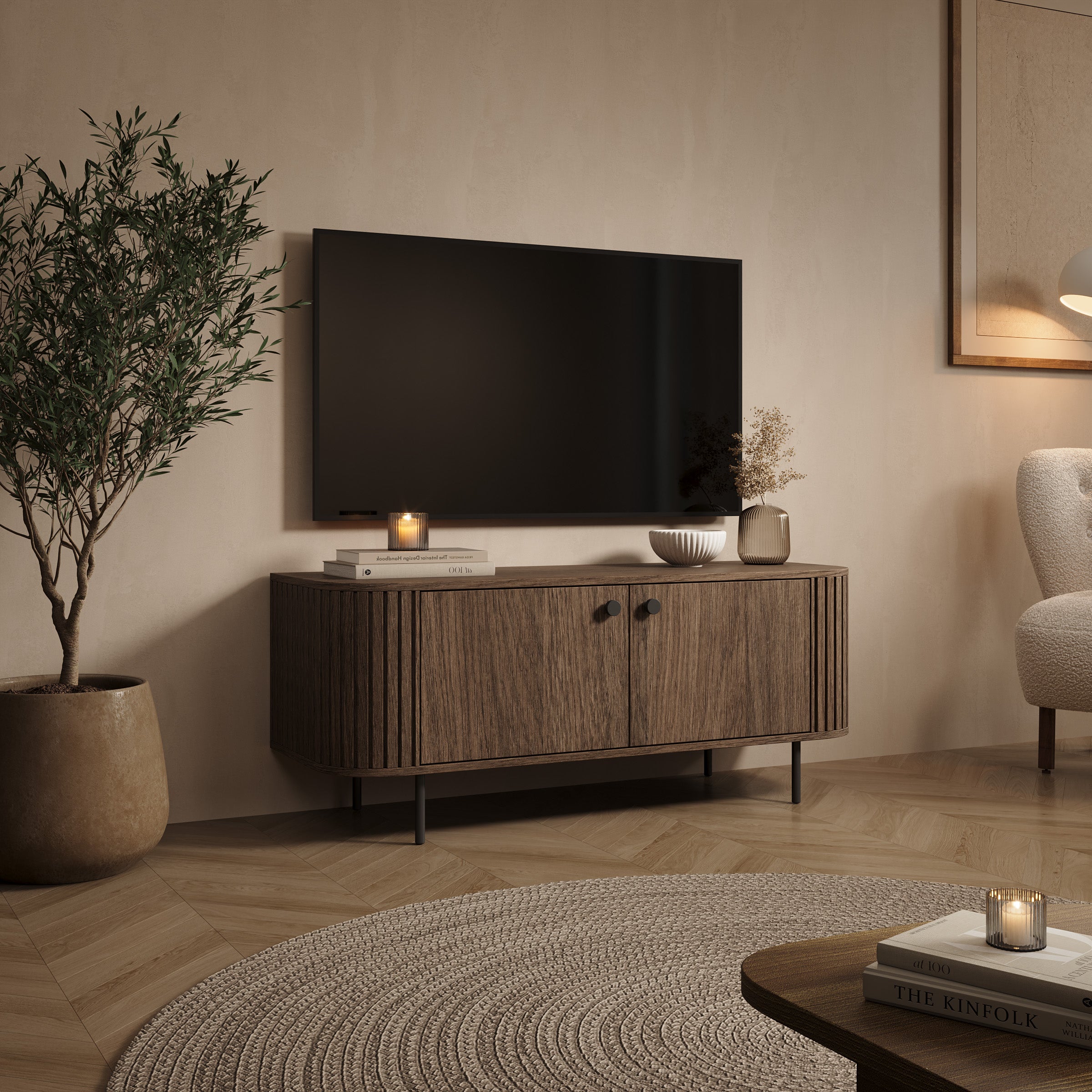 Olivea - TV-Meubel - Walnootpatroon - 123x43x50 cm