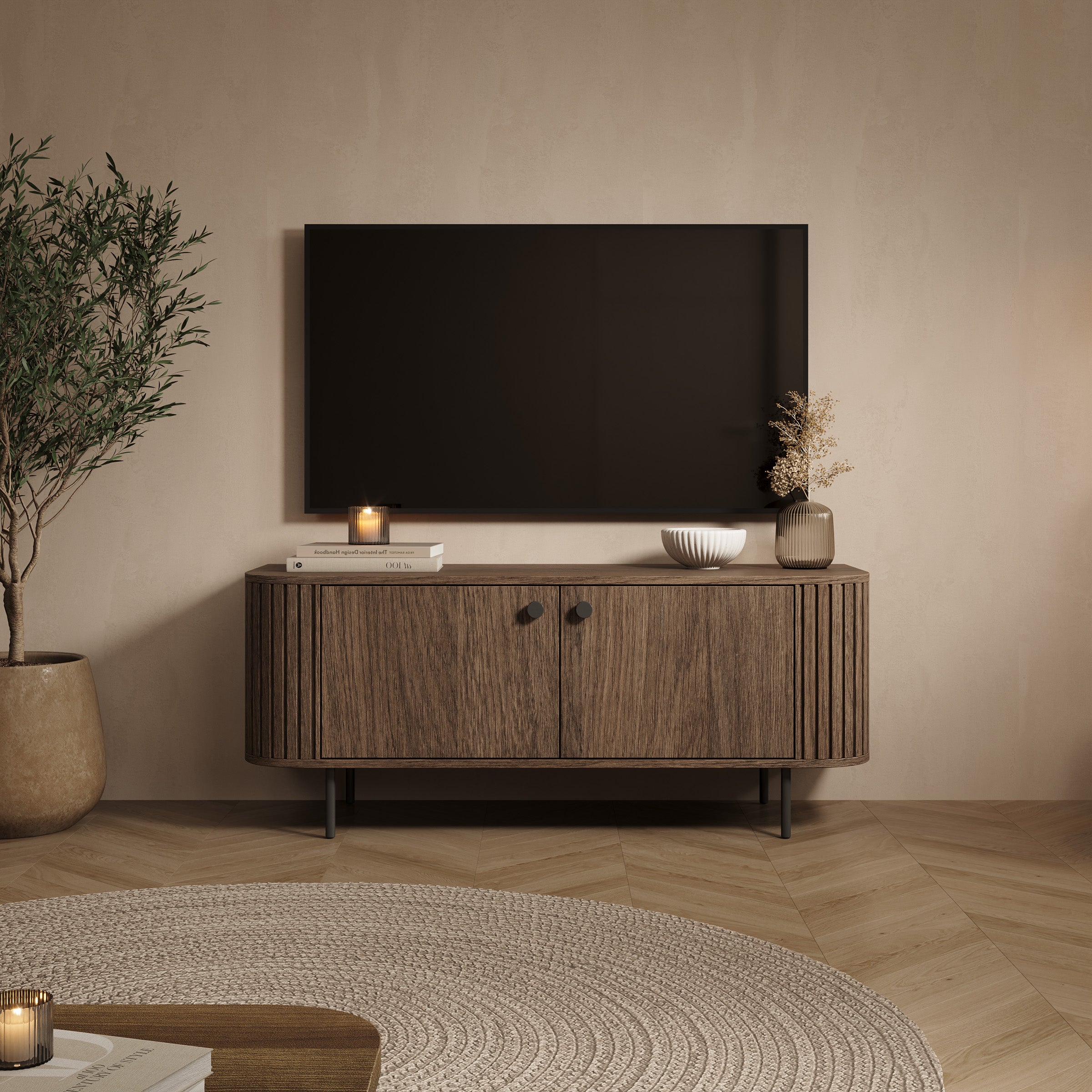 Olivea - TV-Meubel - Walnootpatroon - 123x43x50 cm