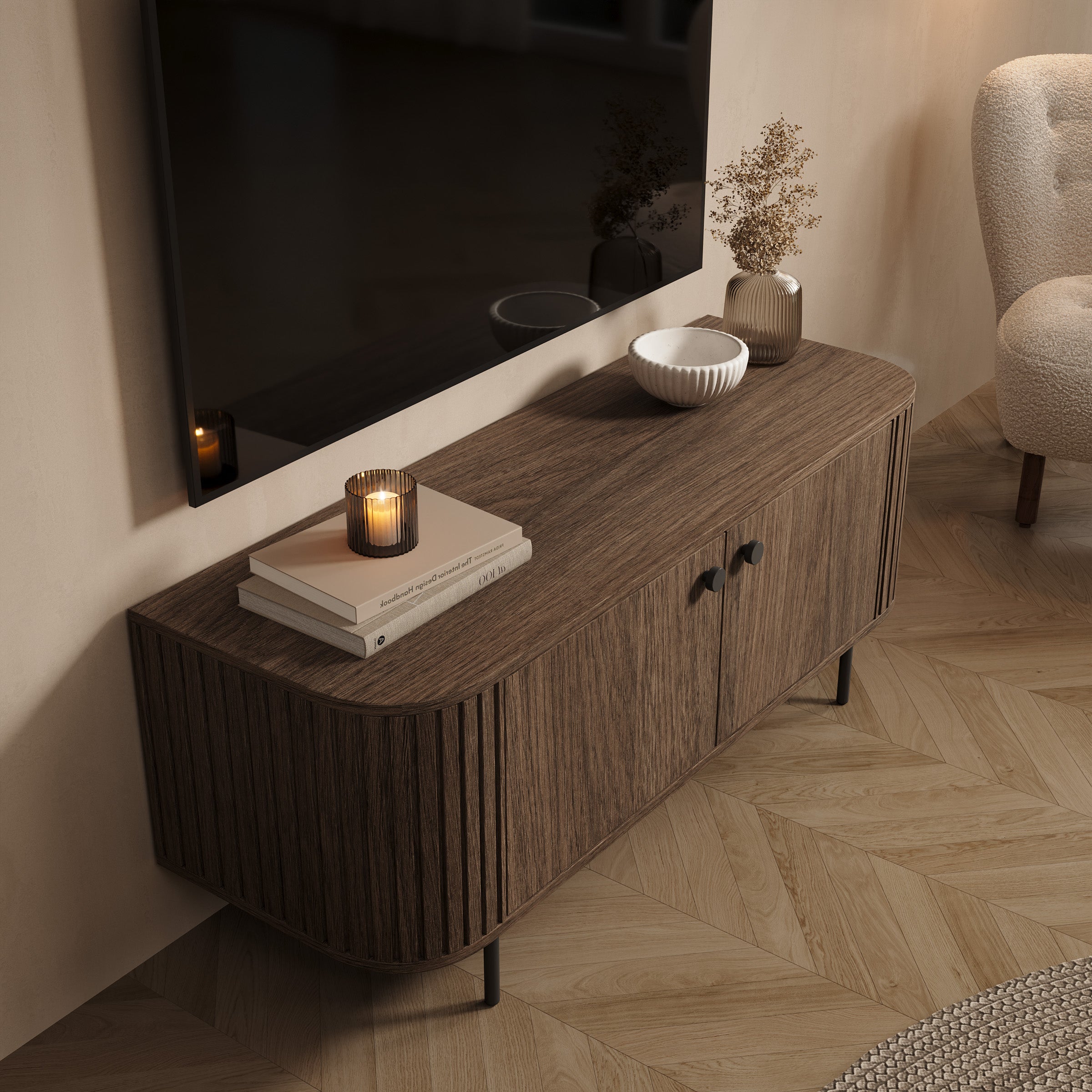 Olivea - TV-Meubel - Walnootpatroon - 123x43x50 cm