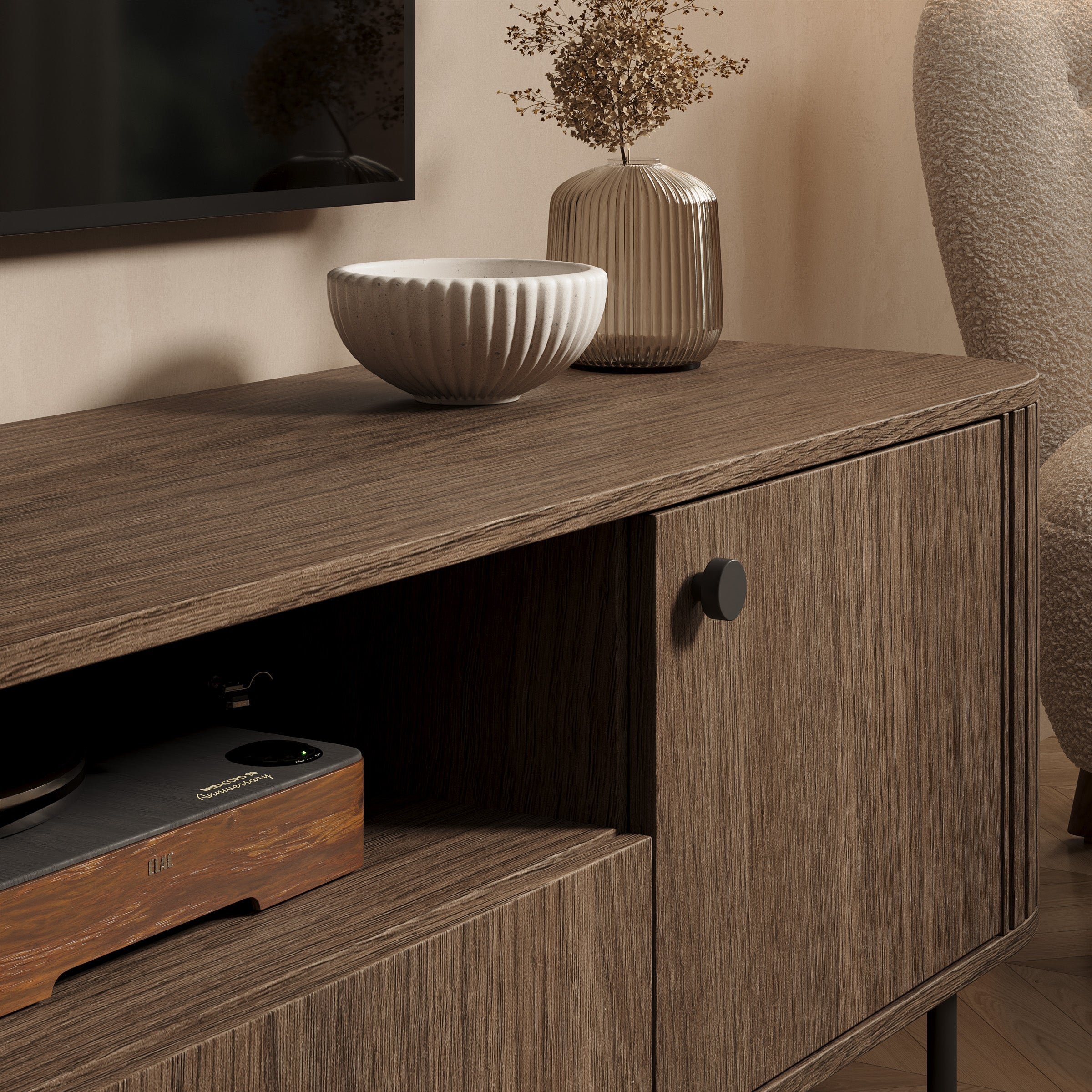 Olivea - TV-Meubel - Walnootpatroon - 181x43x50 cm