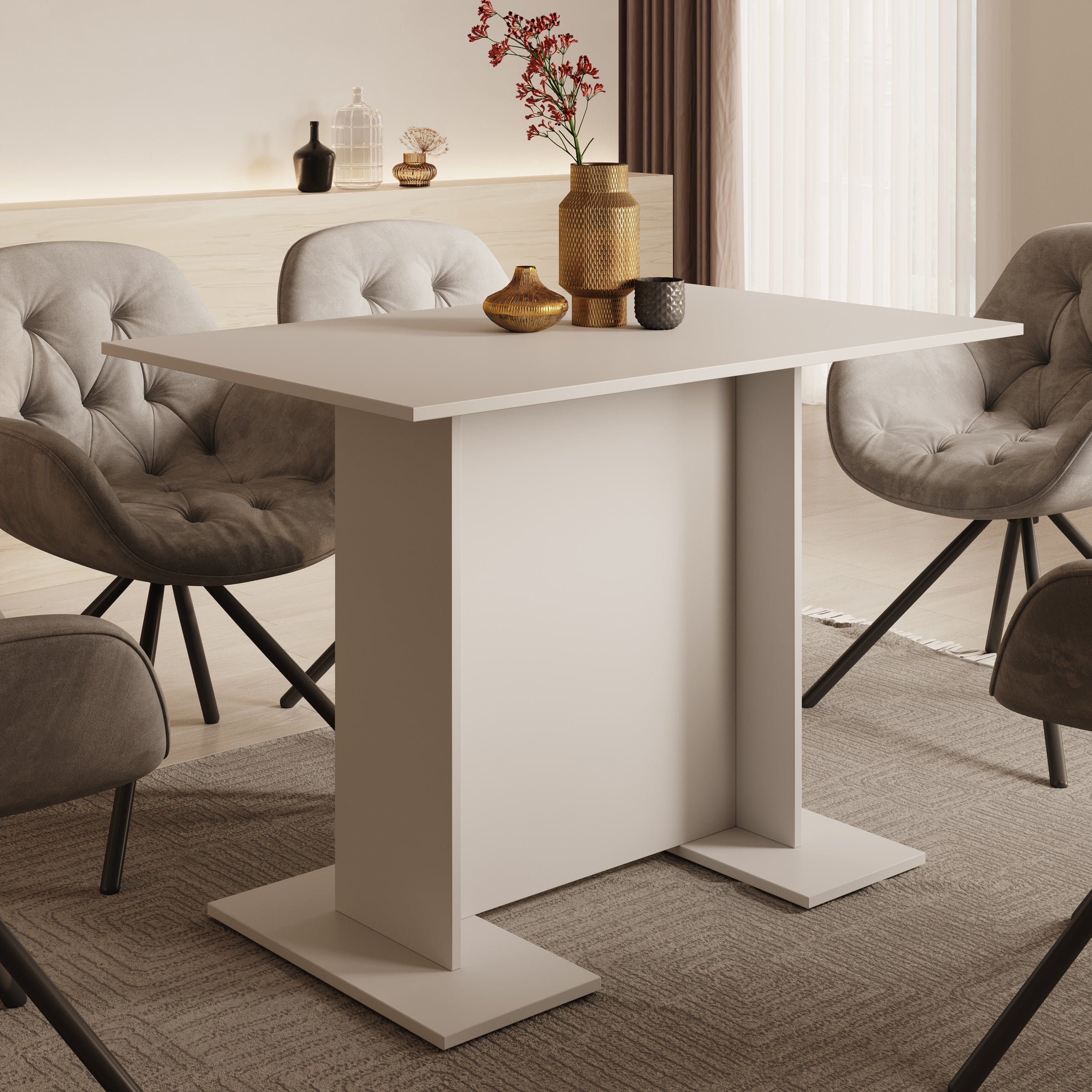 Oliver - Eetkamertafel - Wit - 108x67x76 cm