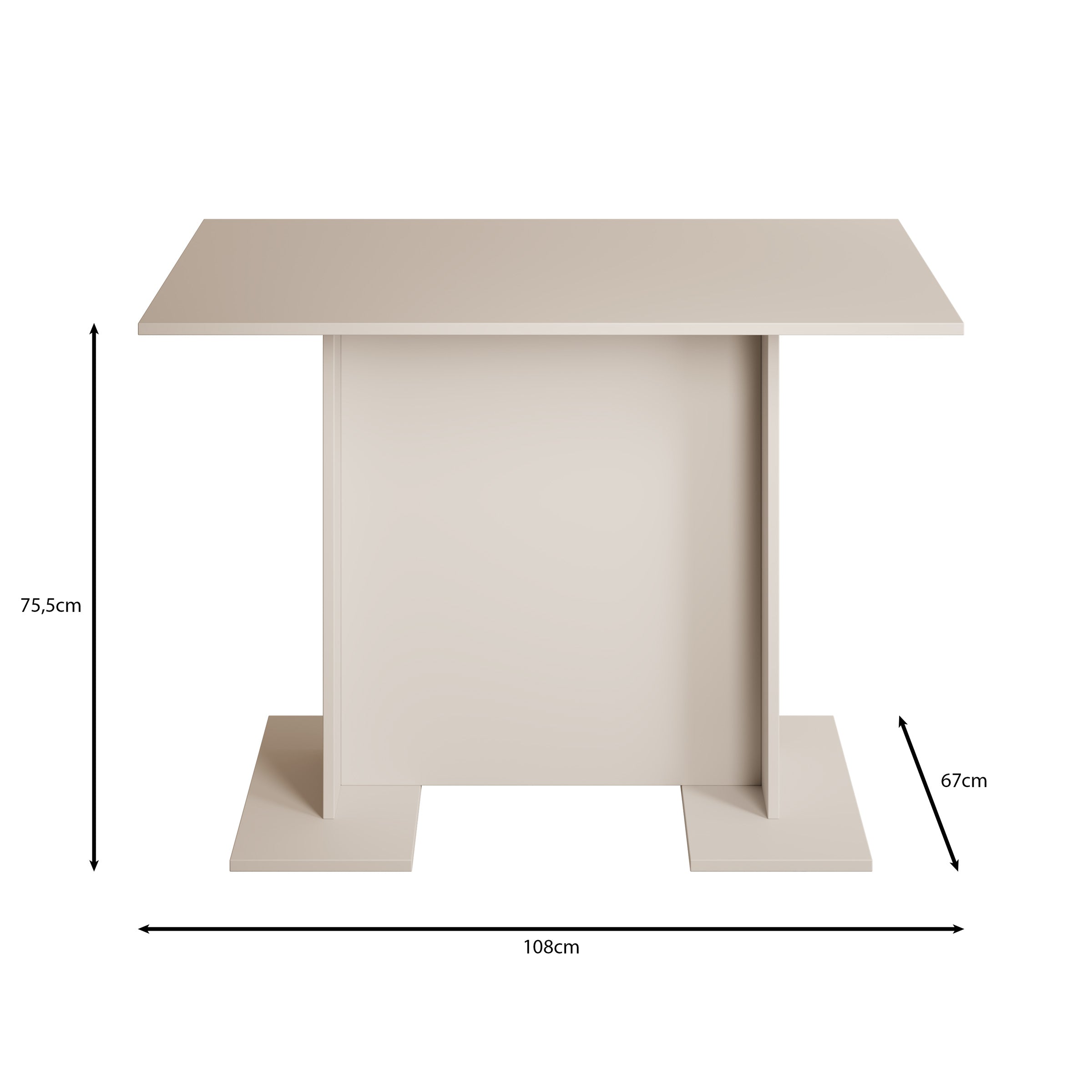 Oliver - Eetkamertafel - Wit - 108x67x76 cm