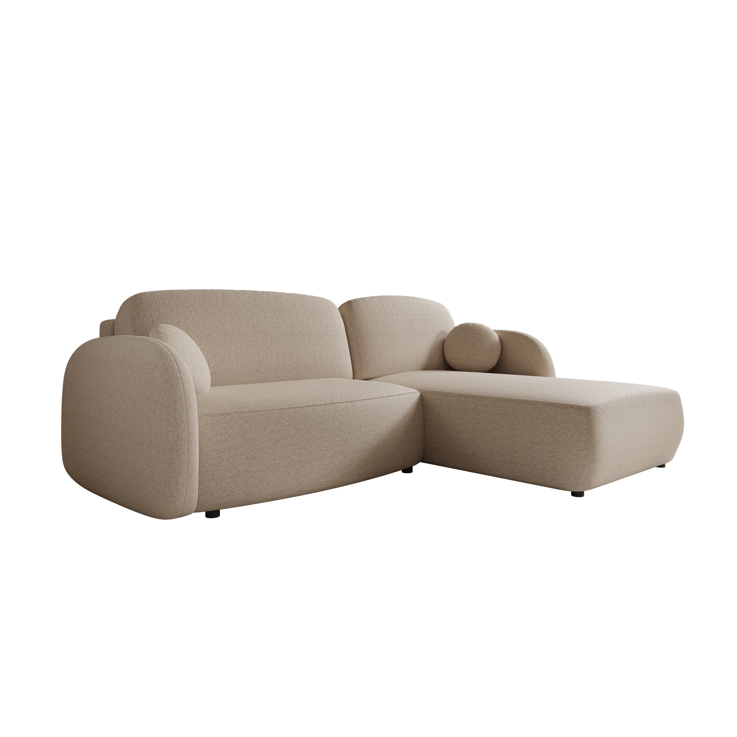 Ometa - Hoekbank 3-zits met chaise longue - Stof beige