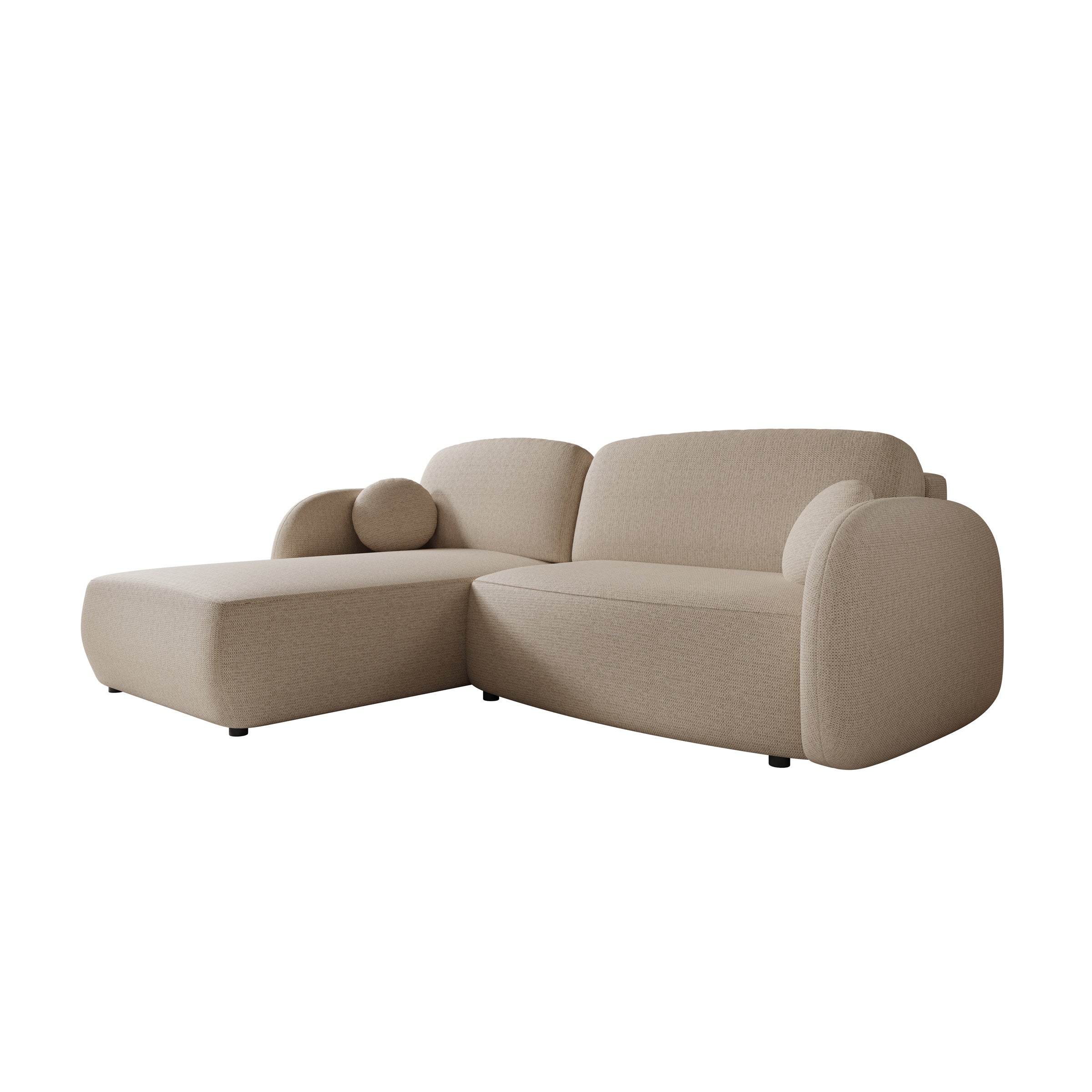 Ometa - Hoekbank 3-zits met chaise longue - Stof beige
