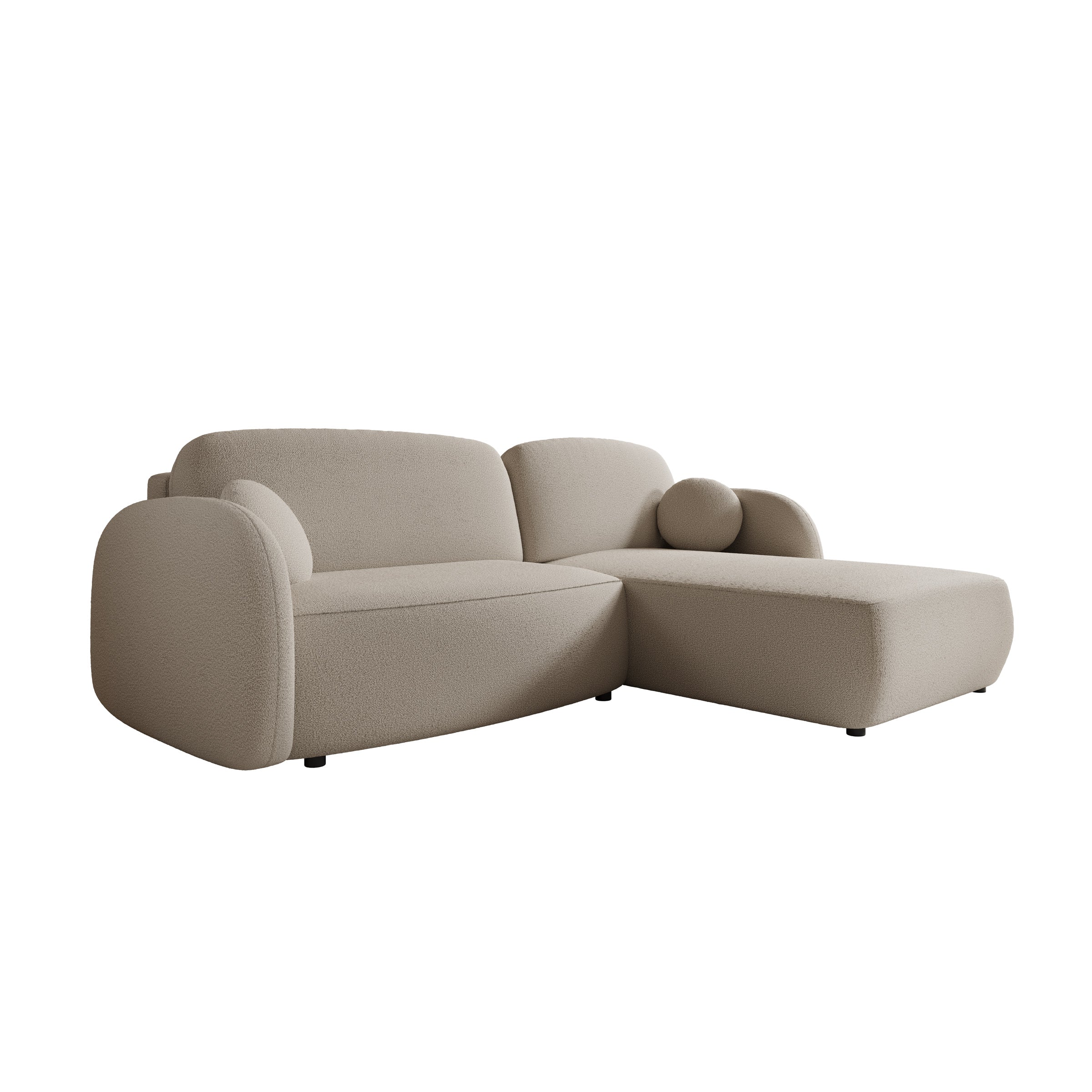 Ometa - Hoekbank 3-zits met chaise longue - Teddystof beige