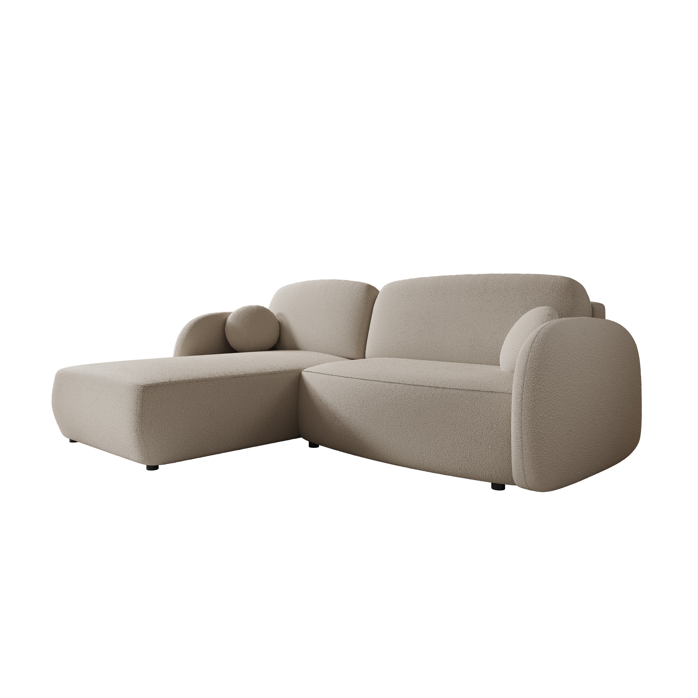 Ometa - Hoekbank 3-zits met chaise longue - Teddystof beige