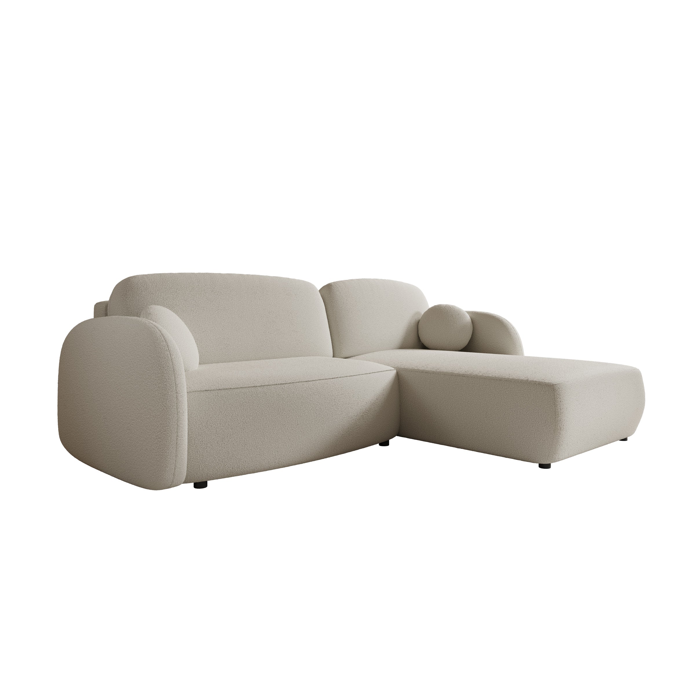 Ometa - Hoekbank 3-zits met chaise longue - Teddystof wit