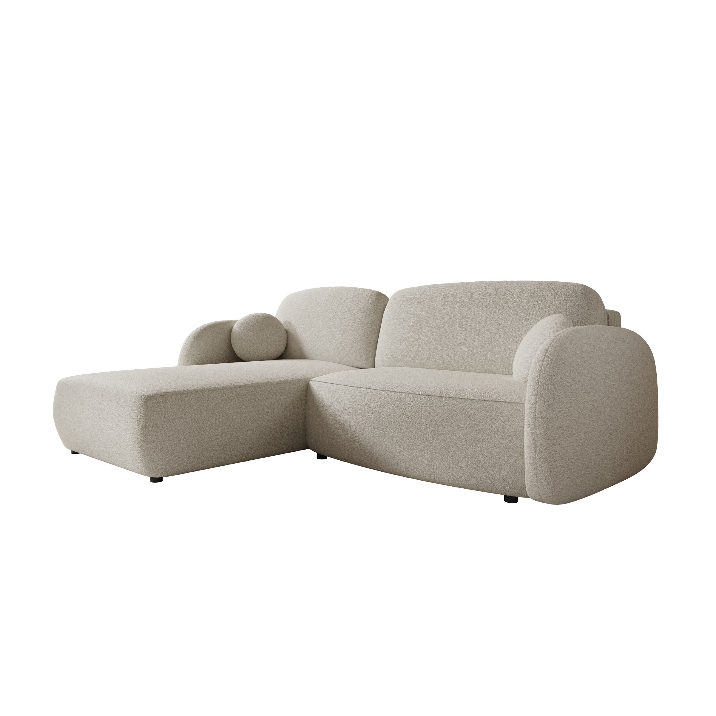 Ometa - Hoekbank 3-zits met chaise longue - Teddystof wit