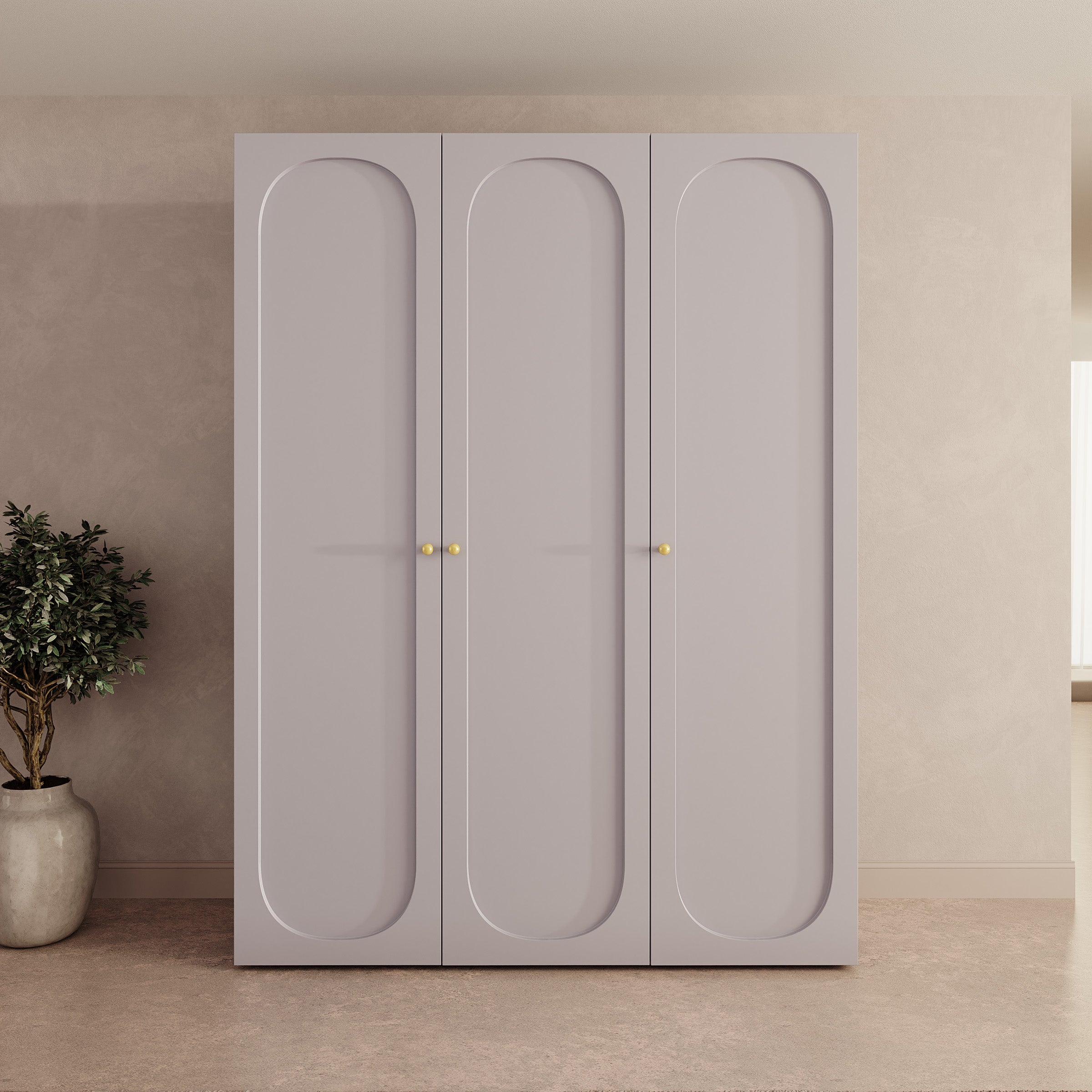 Onima - Kledingkast 3-deurs - Beige - 150x50x202 cm