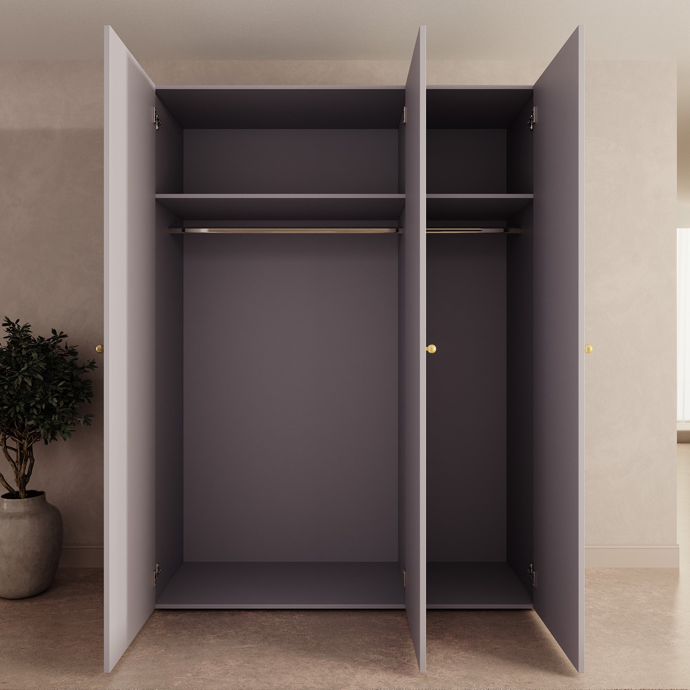 Onima - Kledingkast 3-deurs - Beige - 150x50x202 cm