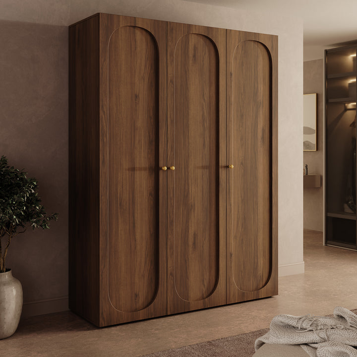 Onima - Kledingkast 3-deurs - Walnootpatroon - 150x50x202 cm
