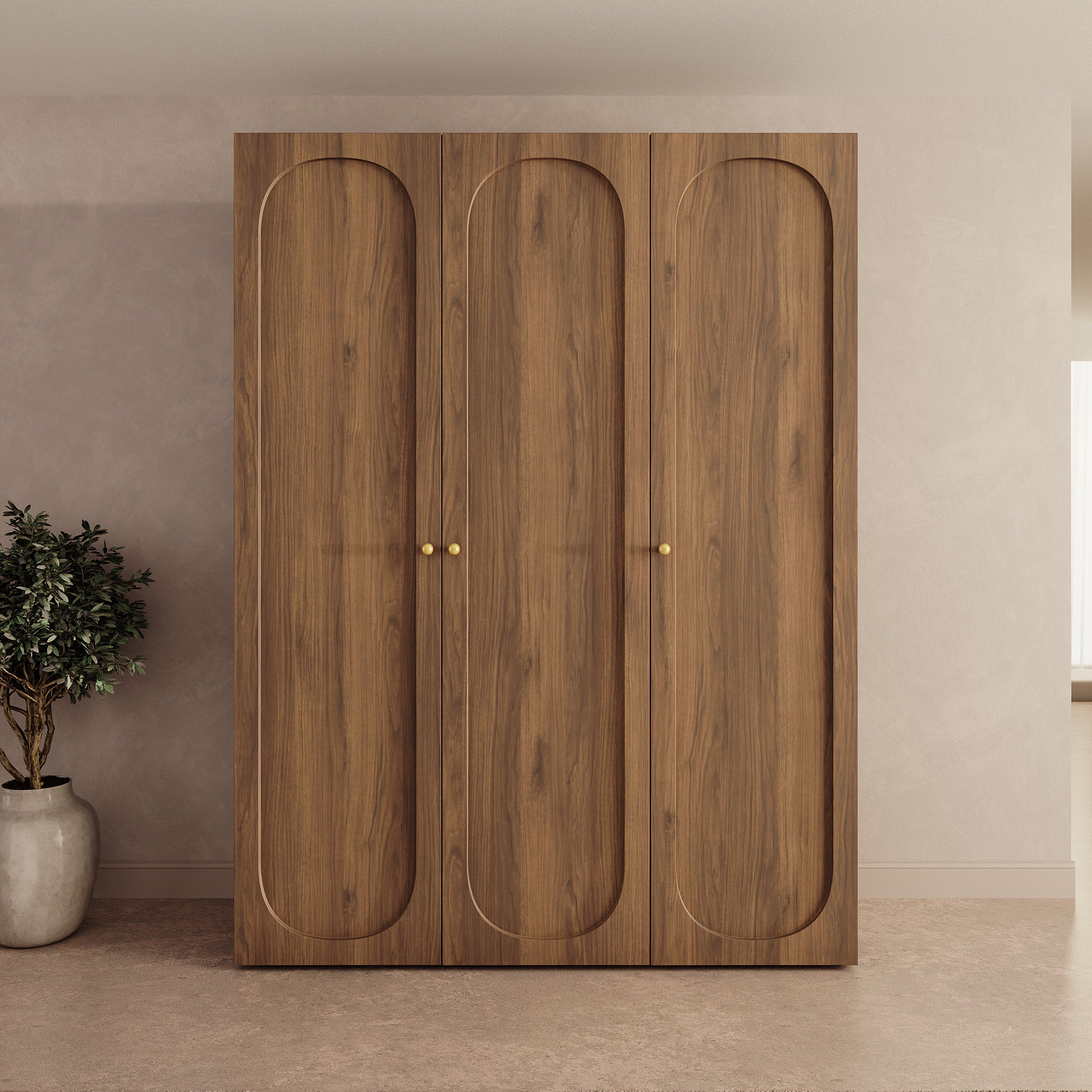 Onima - Kledingkast 3-deurs - Walnootpatroon - 150x50x202 cm