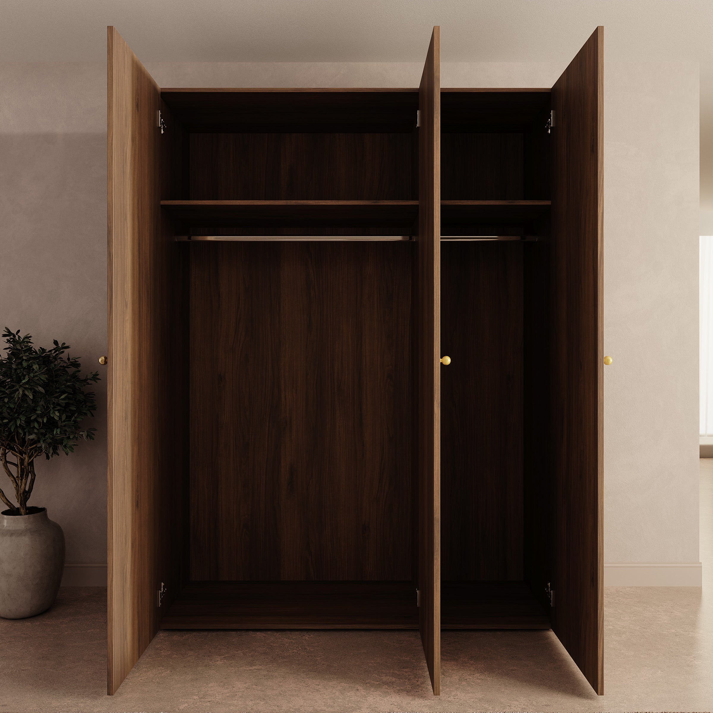 Onima - Kledingkast 3-deurs - Walnootpatroon - 150x50x202 cm