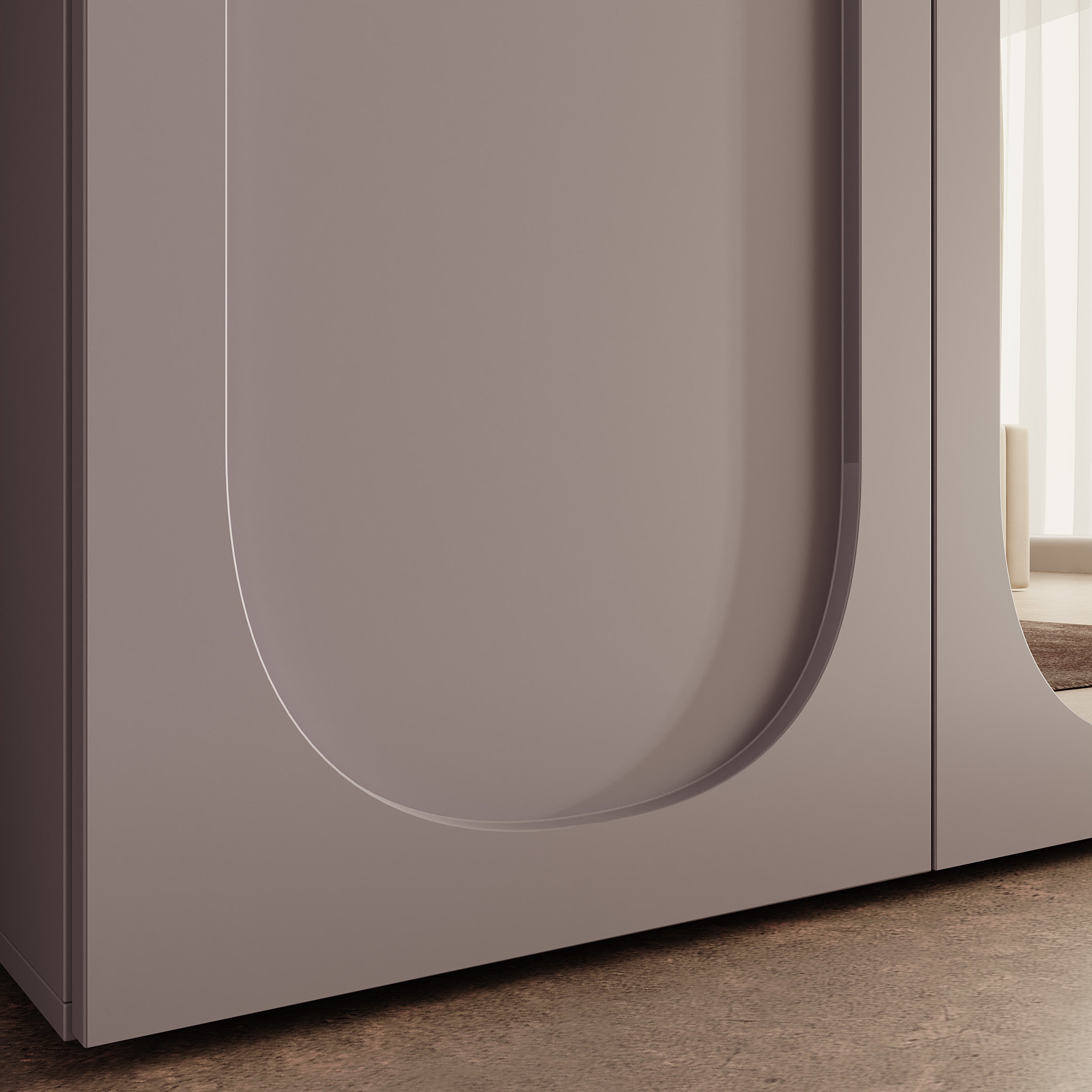 Onima - Kledingkast 3-deurs met spiegel - Beige - 150x50x202