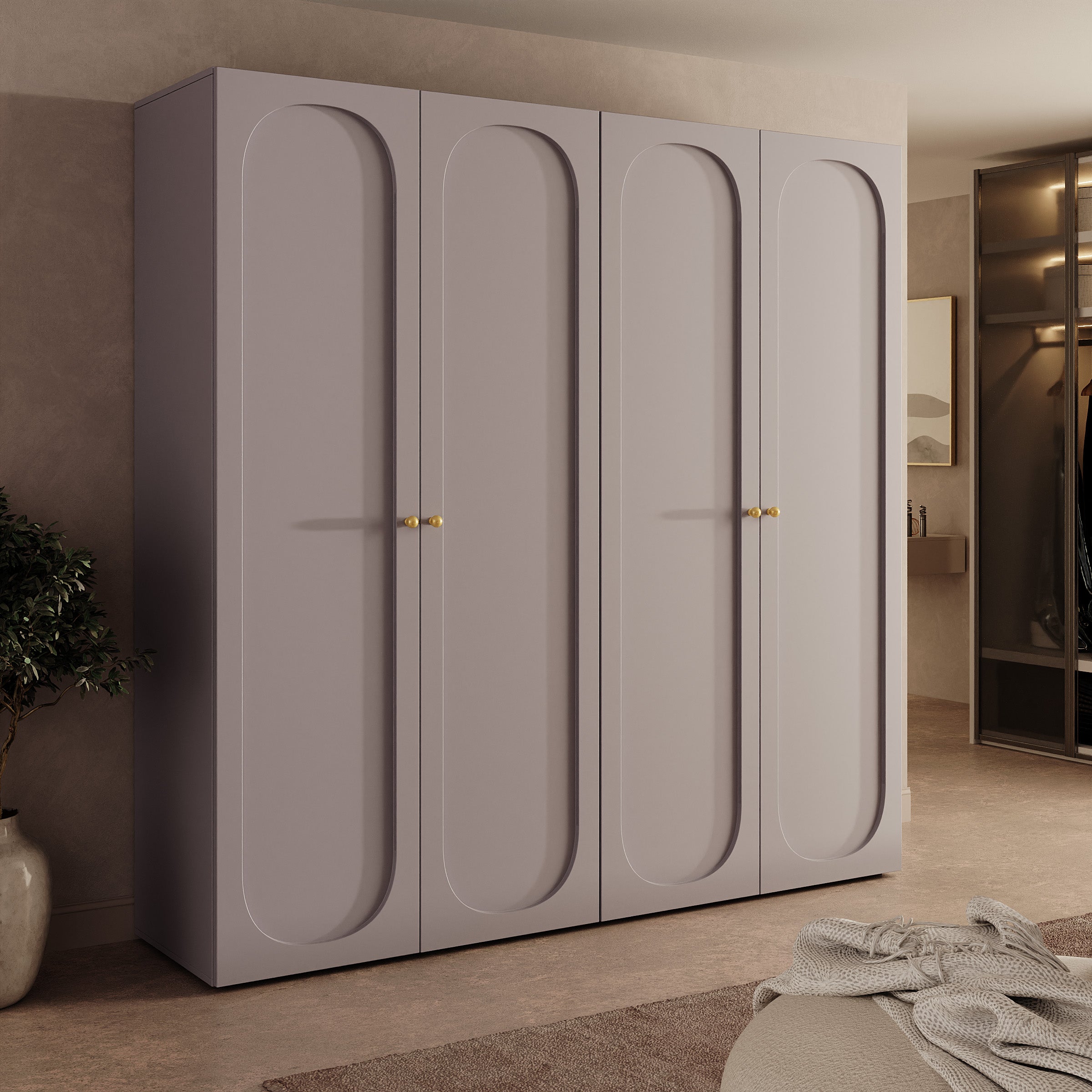 Onima - Kledingkast 4-deurs - Beige - 200x50x202 cm