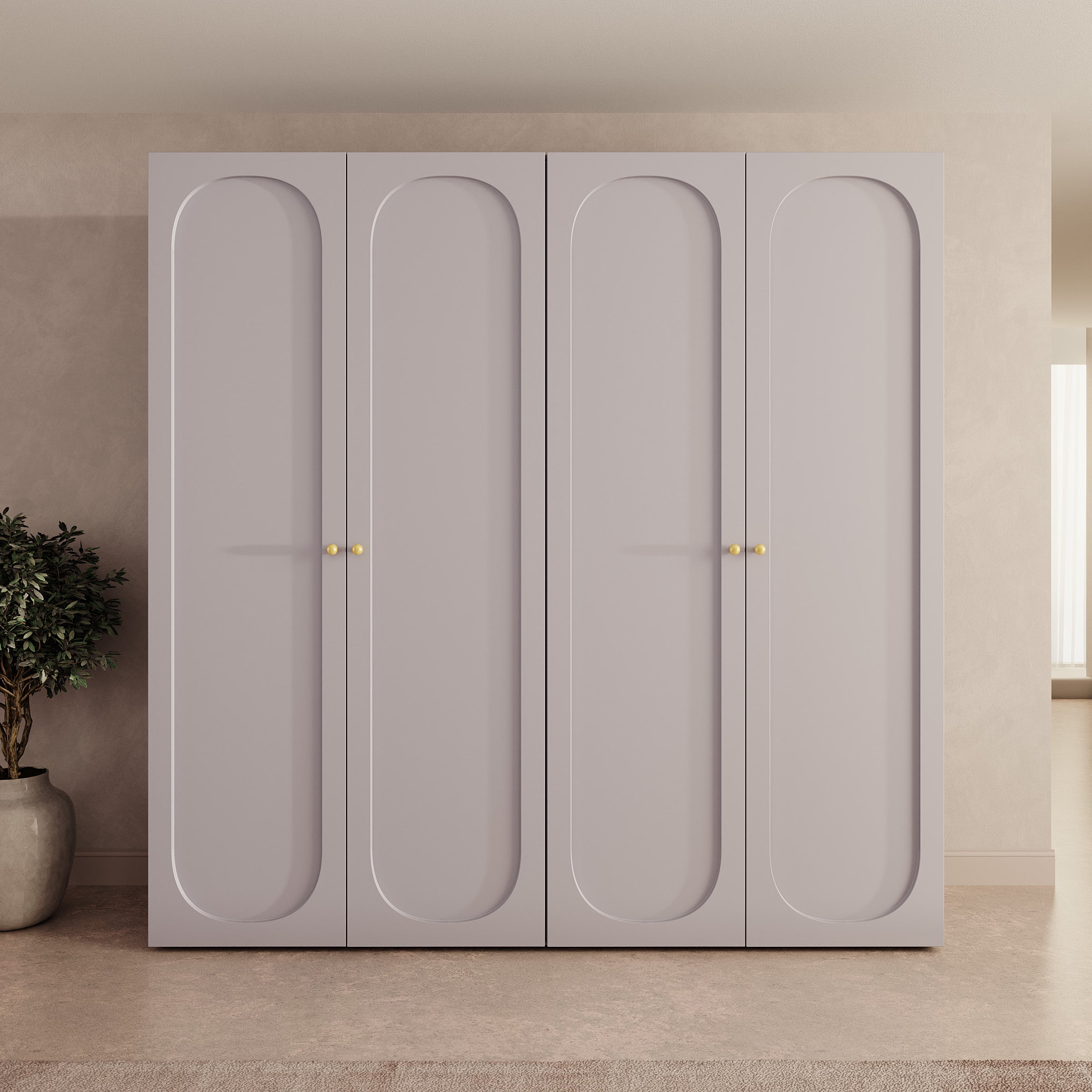 Onima - Kledingkast 4-deurs - Beige - 200x50x202 cm