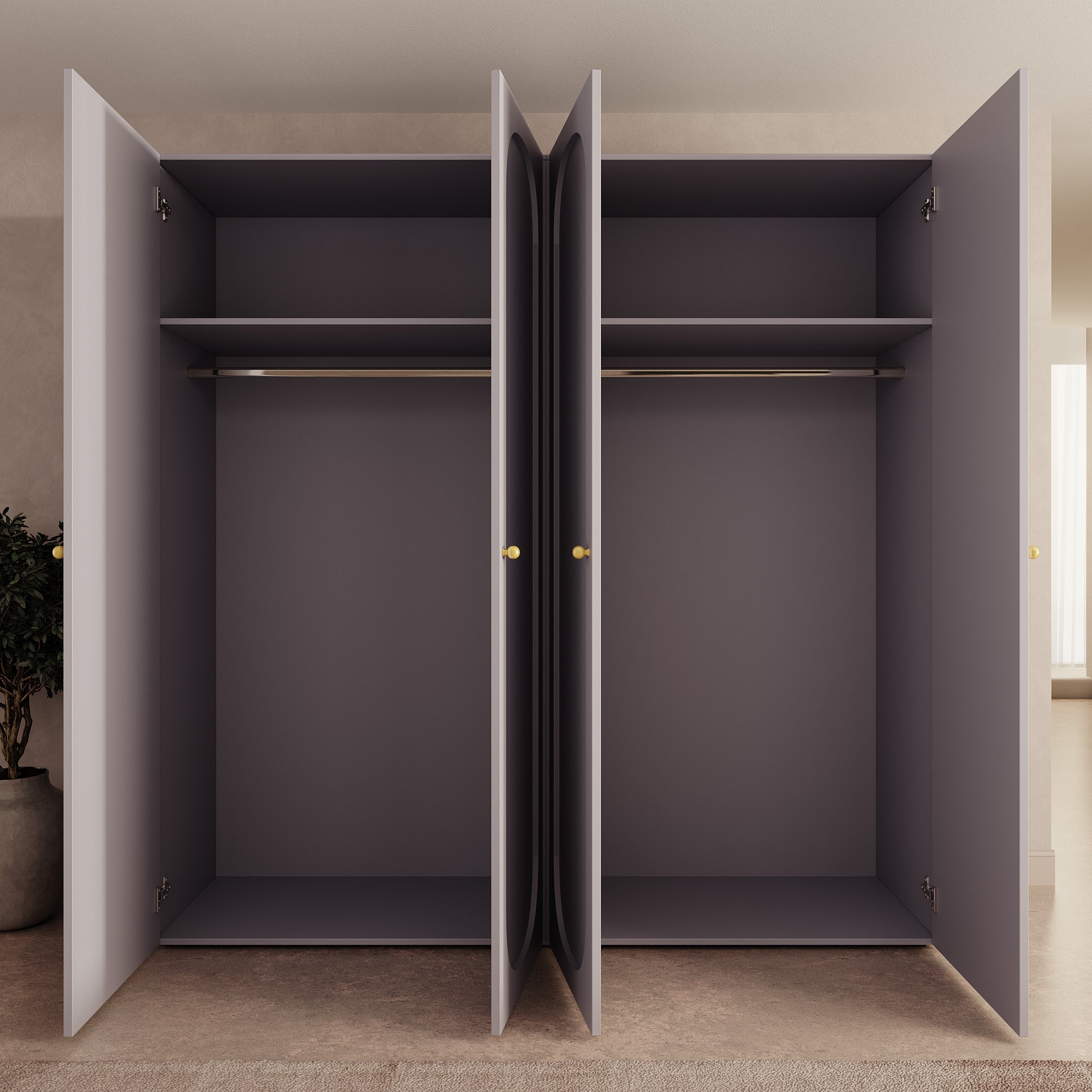 Onima - Kledingkast 4-deurs - Beige - 200x50x202 cm