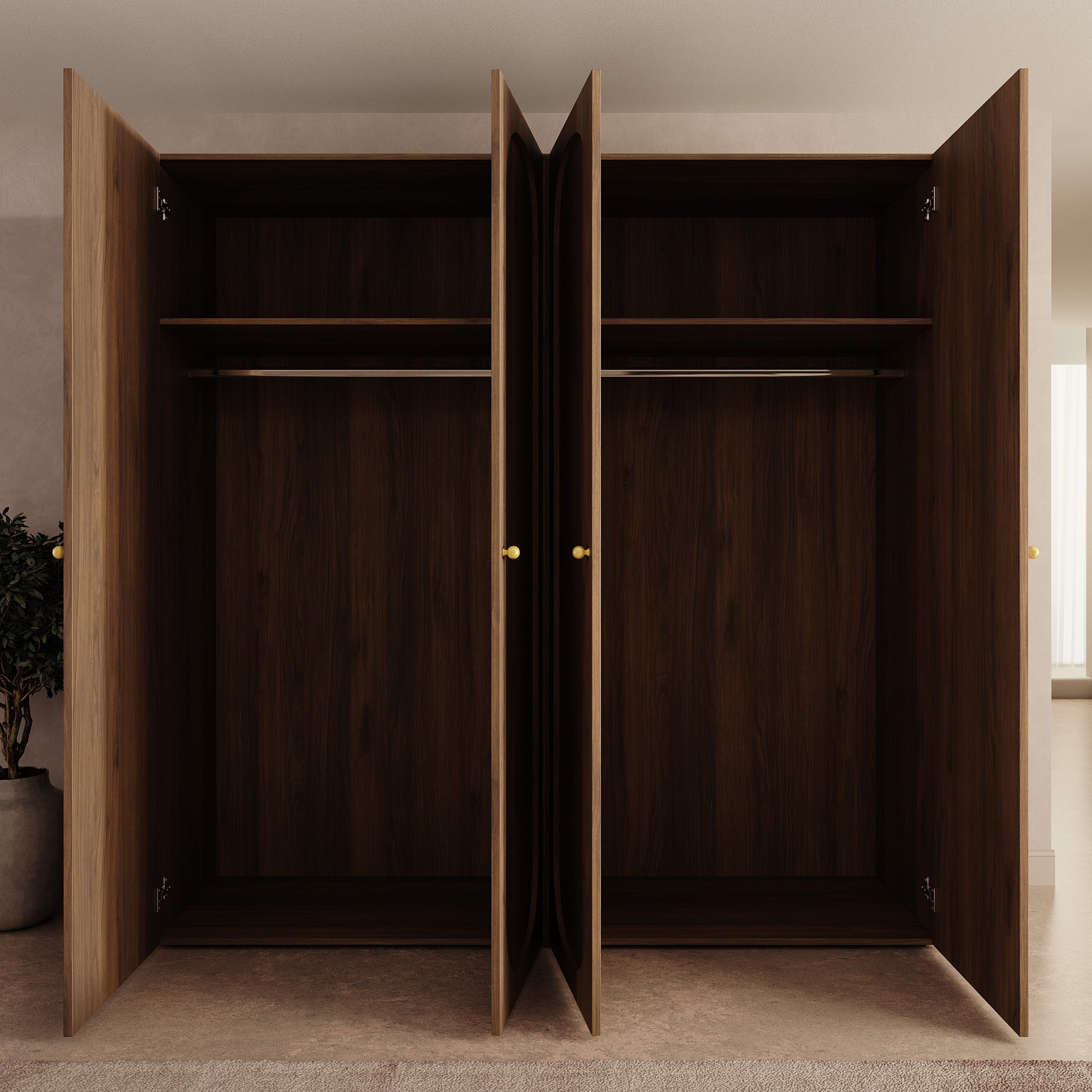 Onima - Kledingkast 4-deurs - Walnootpatroon - 200x50x202 cm