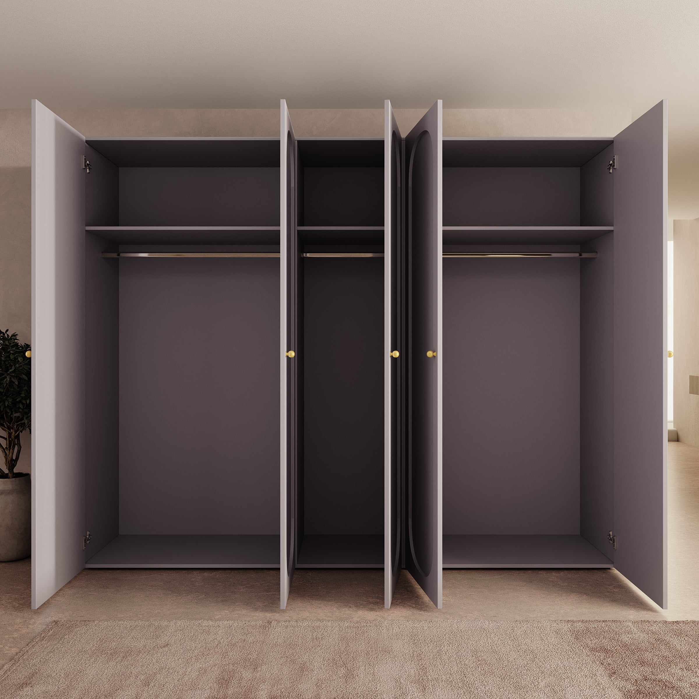 Onima - Kledingkast 5-deurs - Beige - 250x50x202 cm