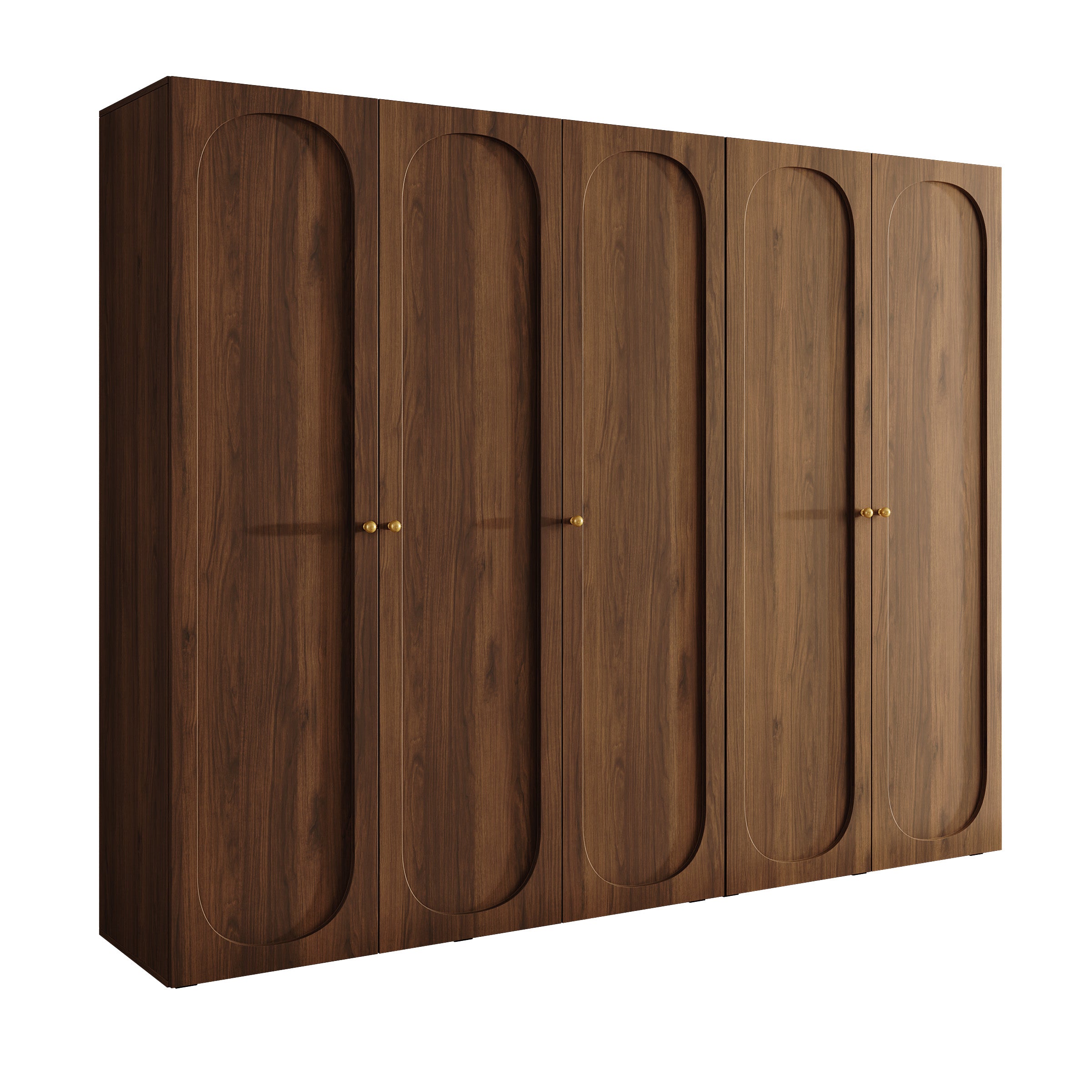 Onima - Kledingkast 5-deurs - Walnootpatroon - 250x50x202 cm