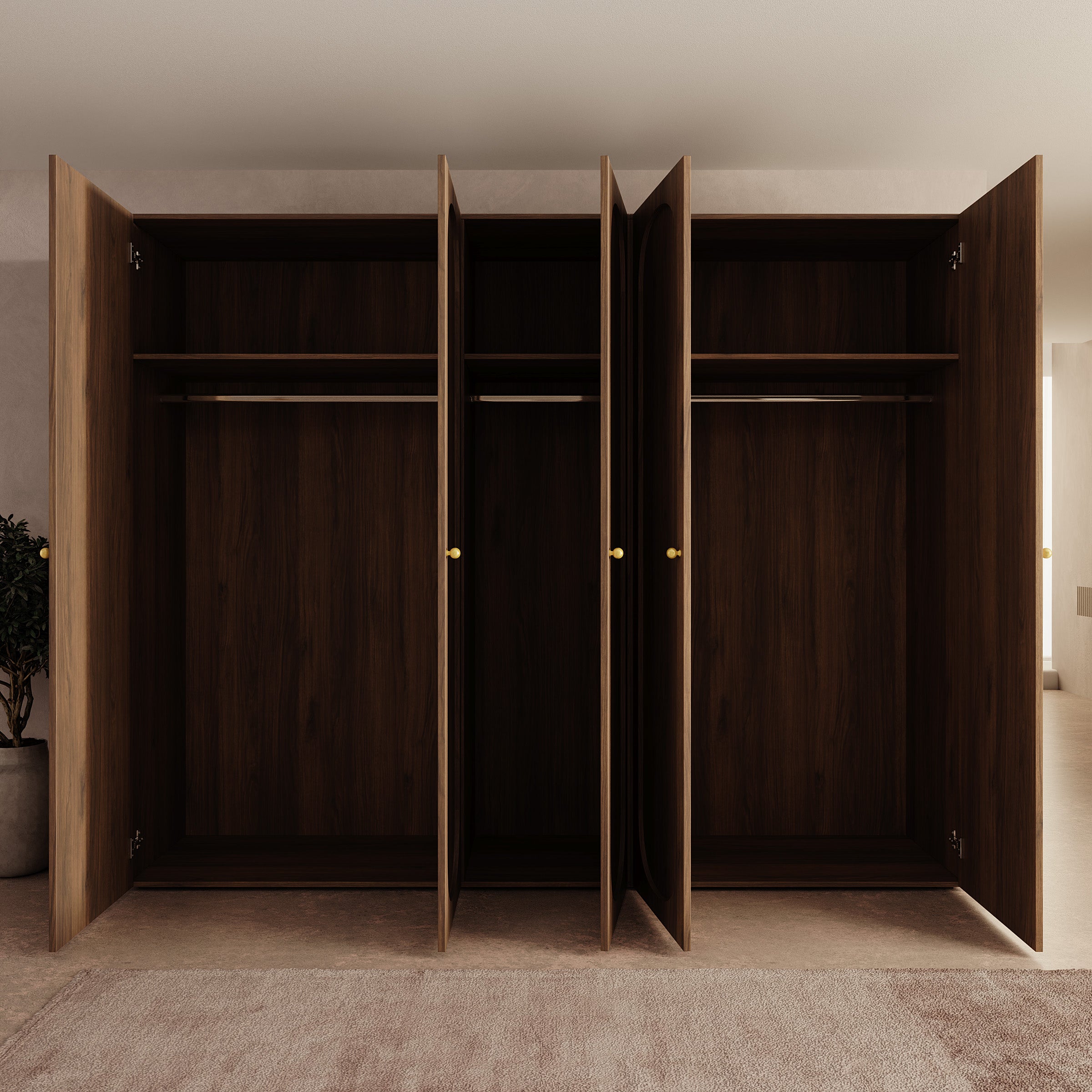 Onima - Kledingkast 5-deurs - Walnootpatroon - 250x50x202 cm