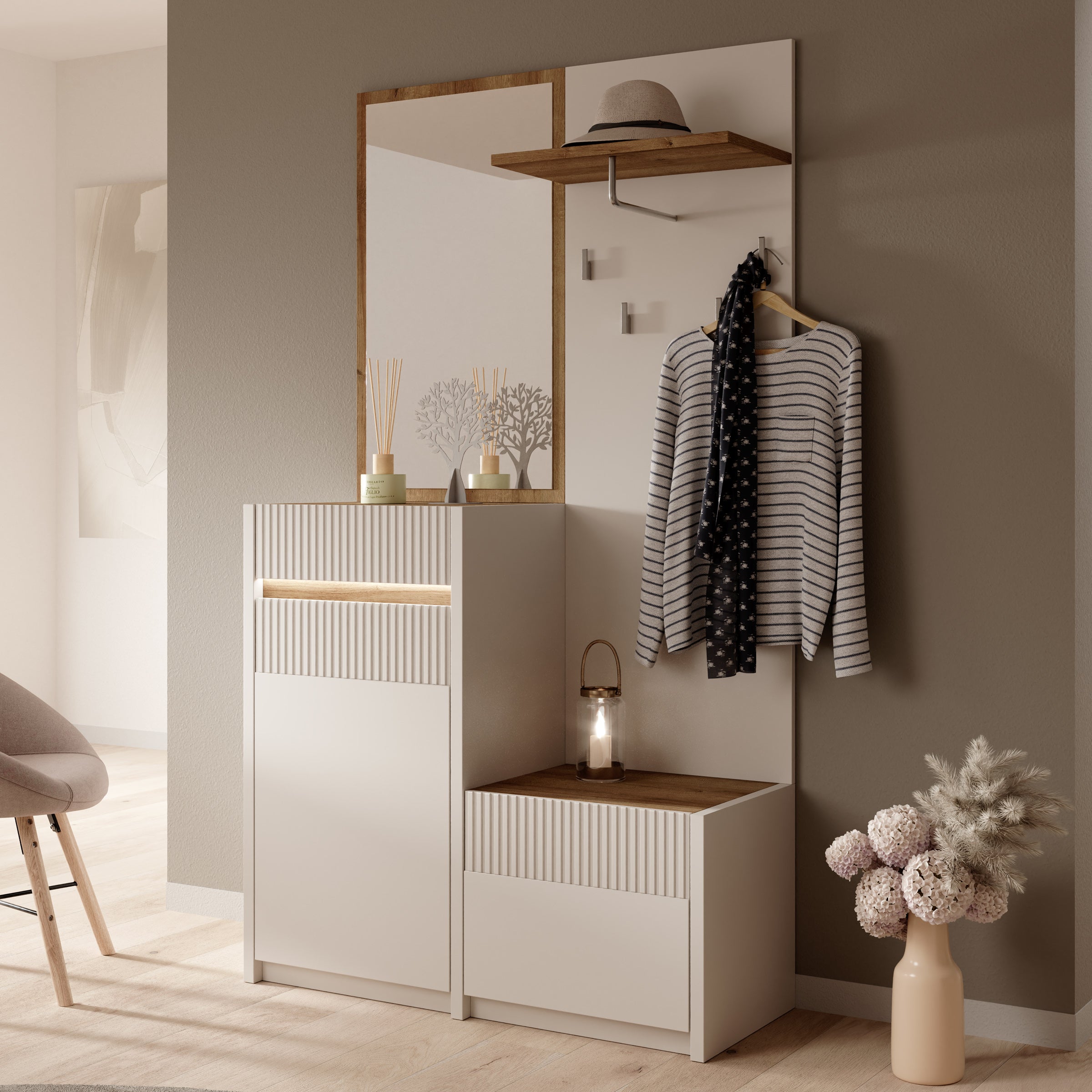 Orenzo - Kapstok - Beige - 108x42x196 cm