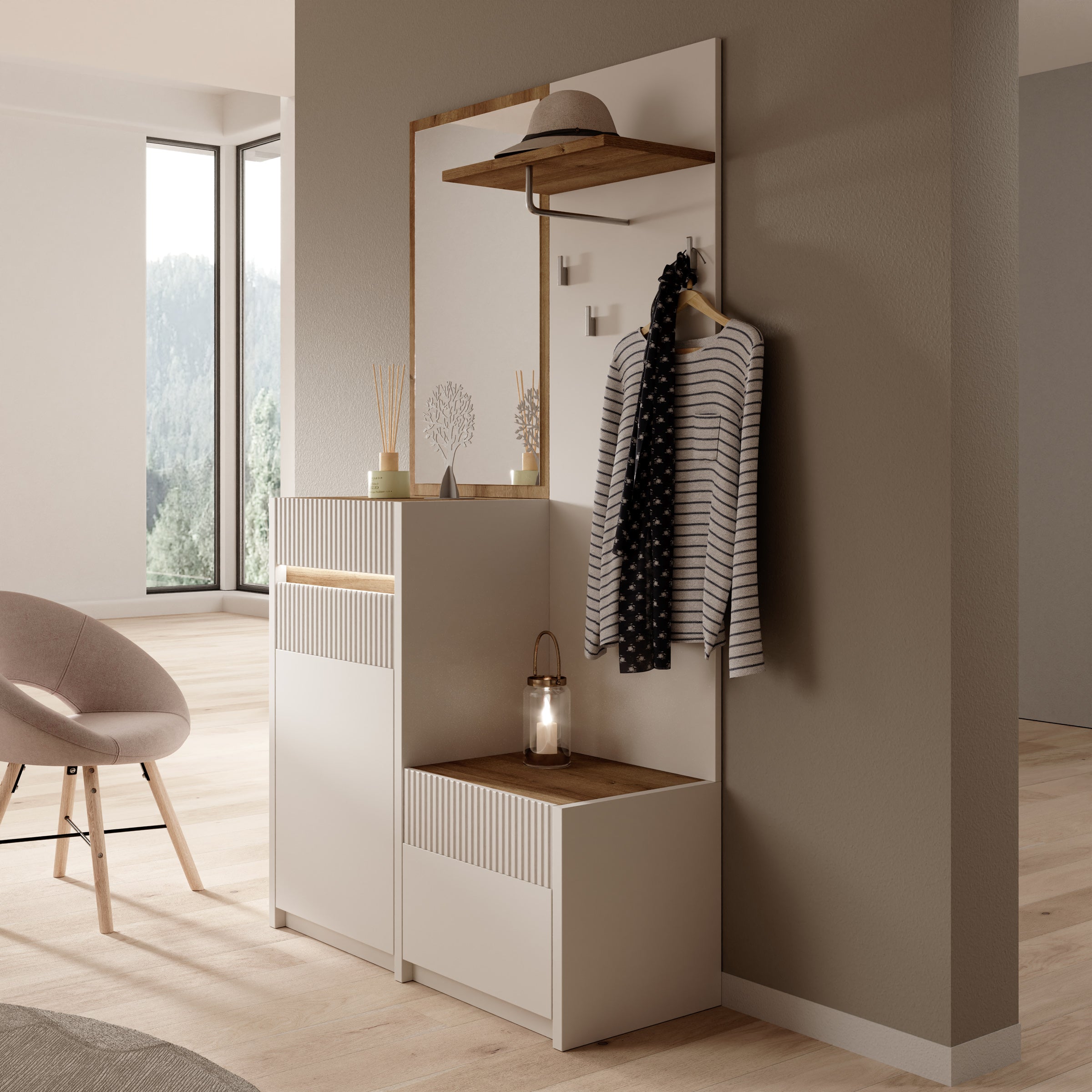 Orenzo - Kapstok - Beige - 108x42x196 cm