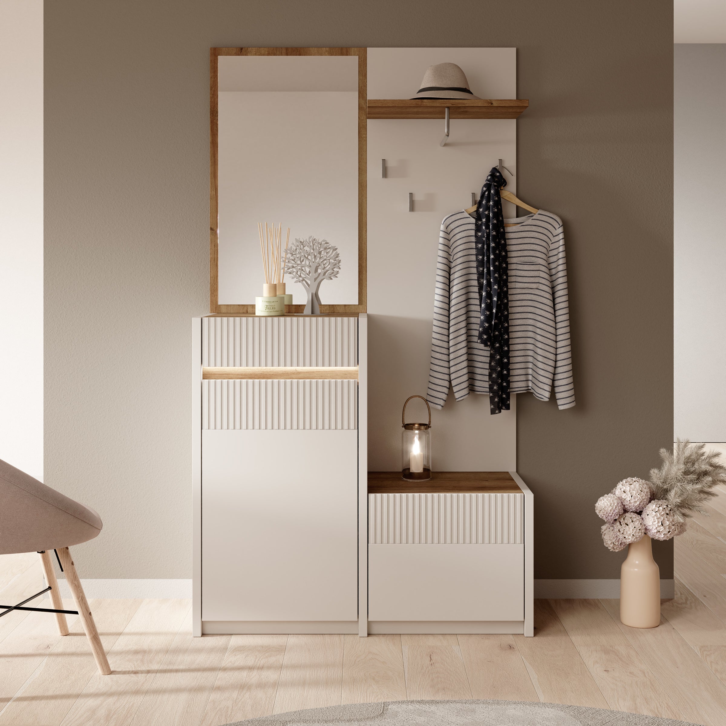 Orenzo - Kapstok - Beige - 108x42x196 cm