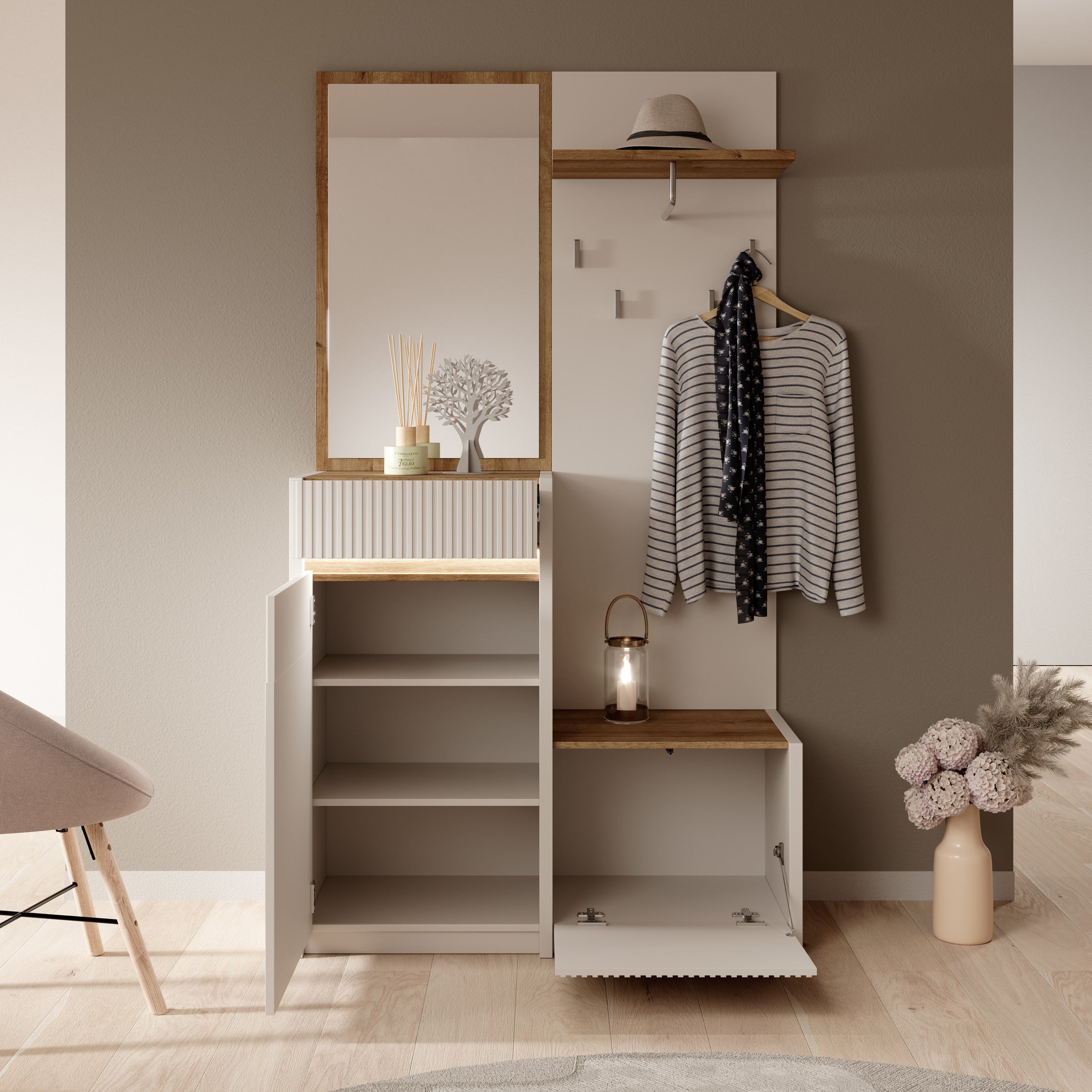 Orenzo - Kapstok - Beige - 108x42x196 cm