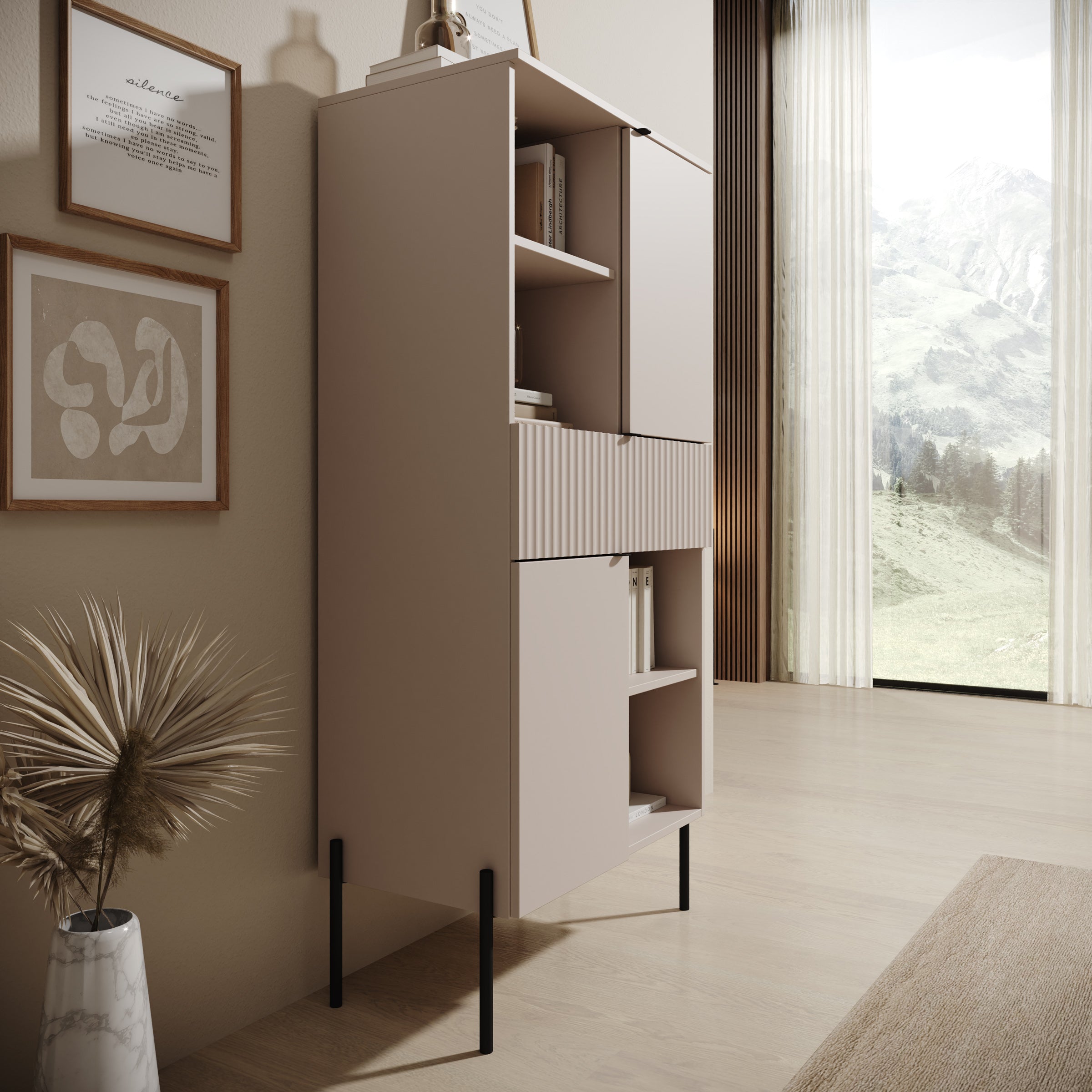 Oriya - Boekenkast - Beige - 70x40x150 cm