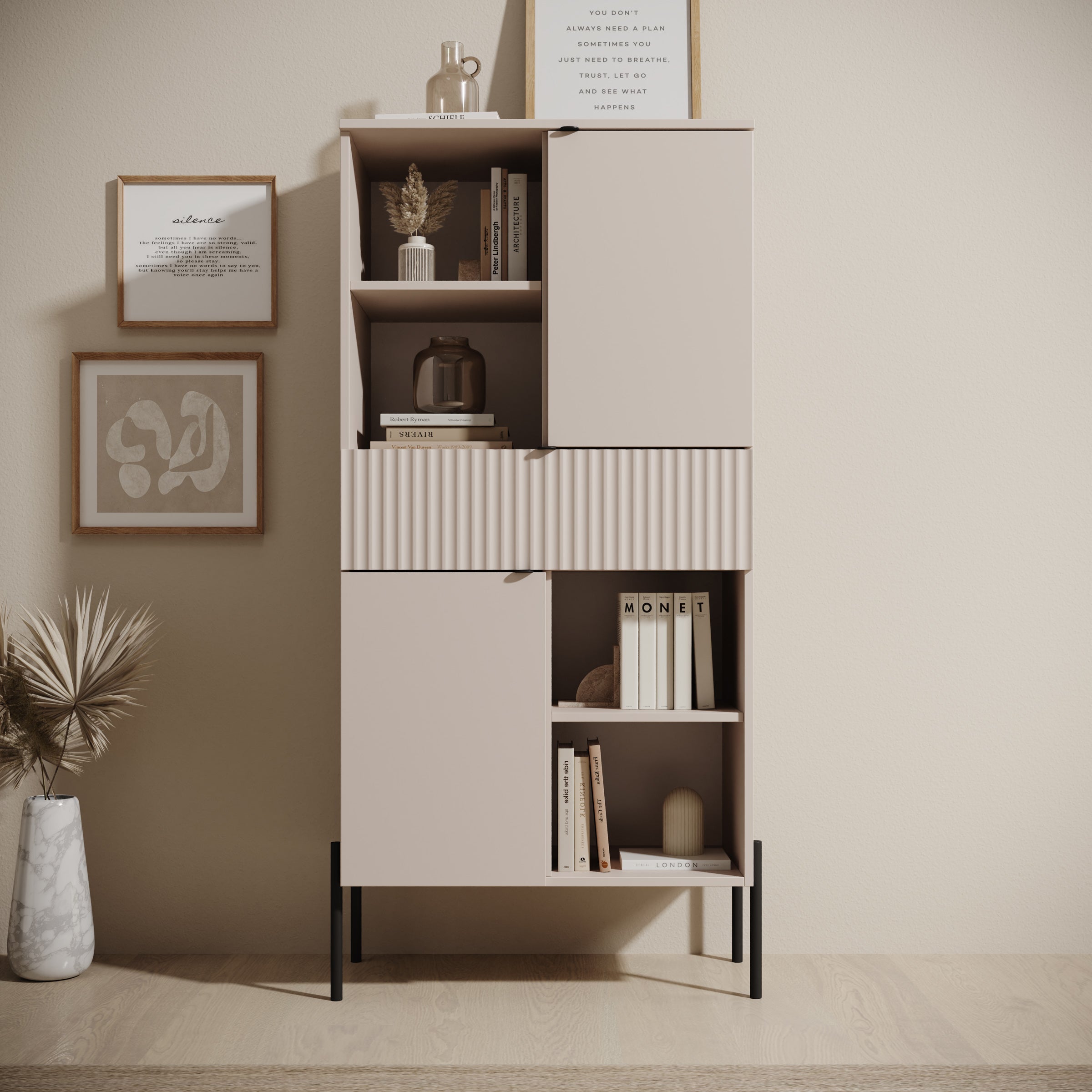 Oriya - Boekenkast - Beige - 70x40x150 cm