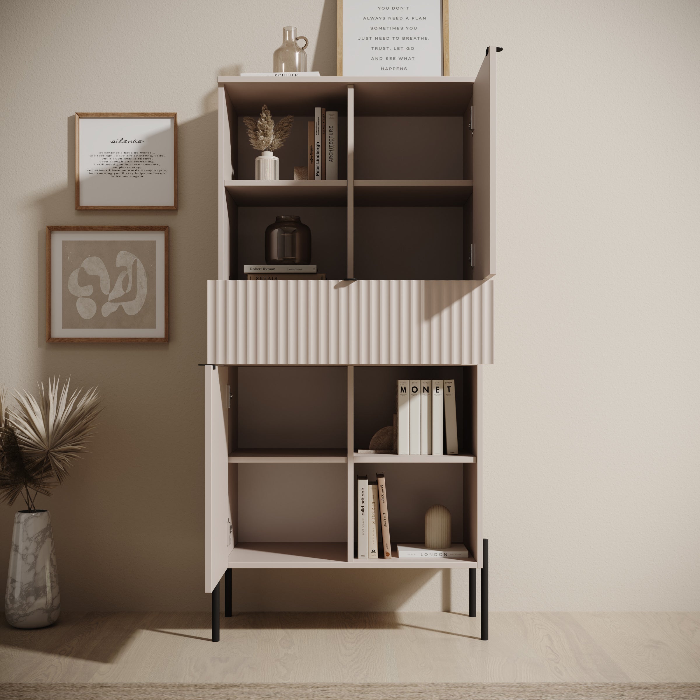 Oriya - Boekenkast - Beige - 70x40x150 cm